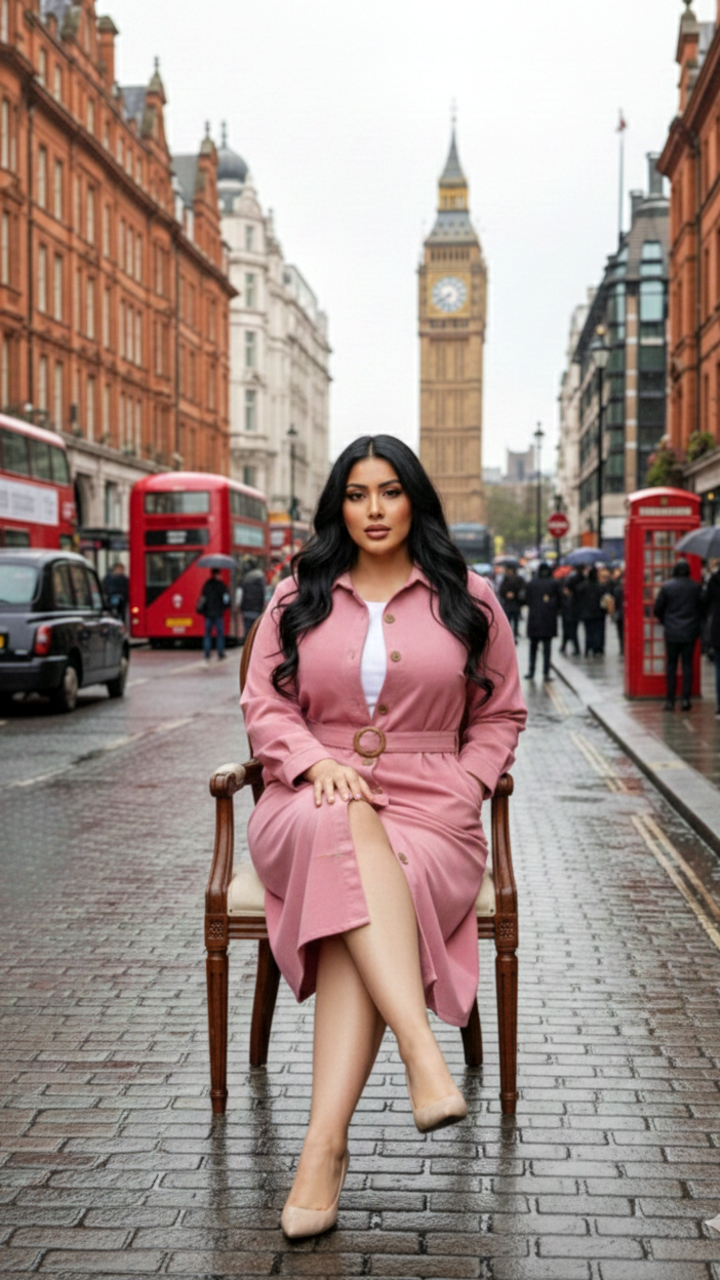 Salmon Pink Midi Shirt Dress