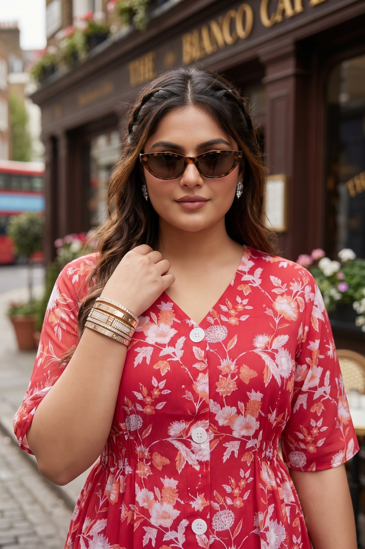 Red Floral Printed 100% Cotton Maxi Dress