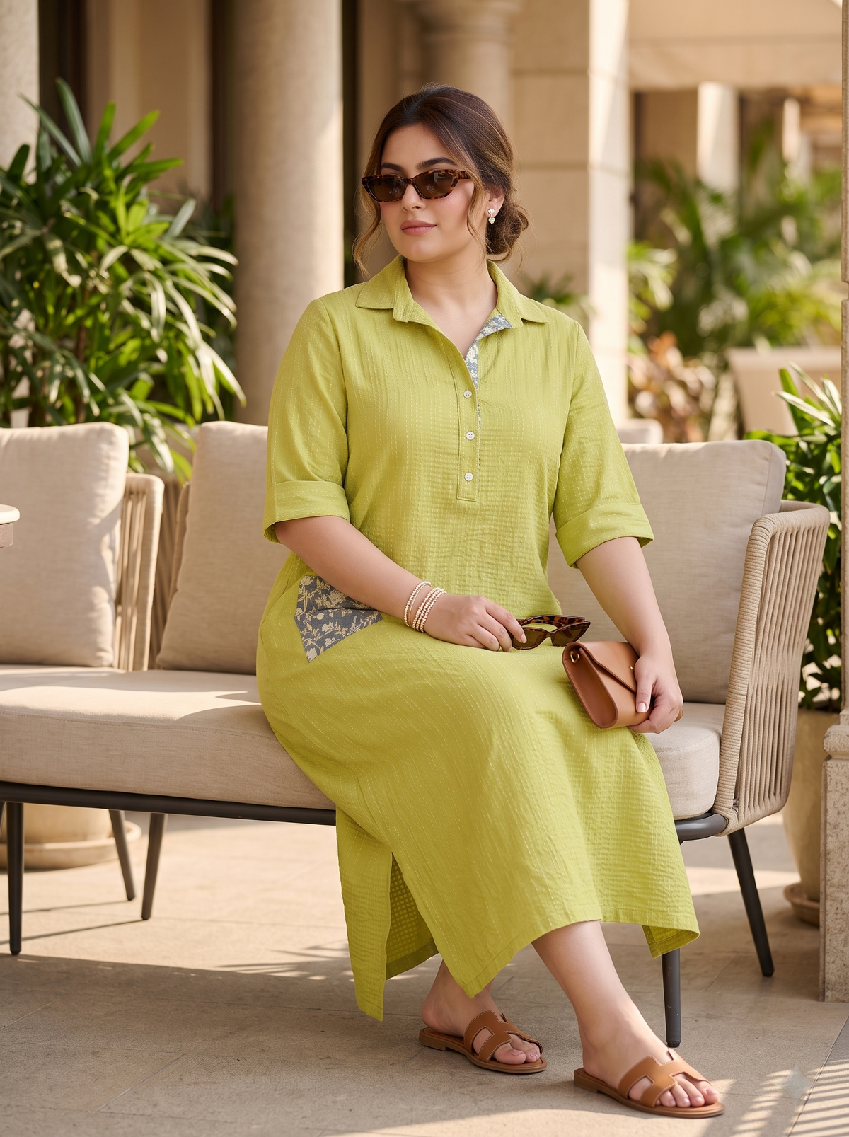 Lemon Sorbet Kantha Midi Dress