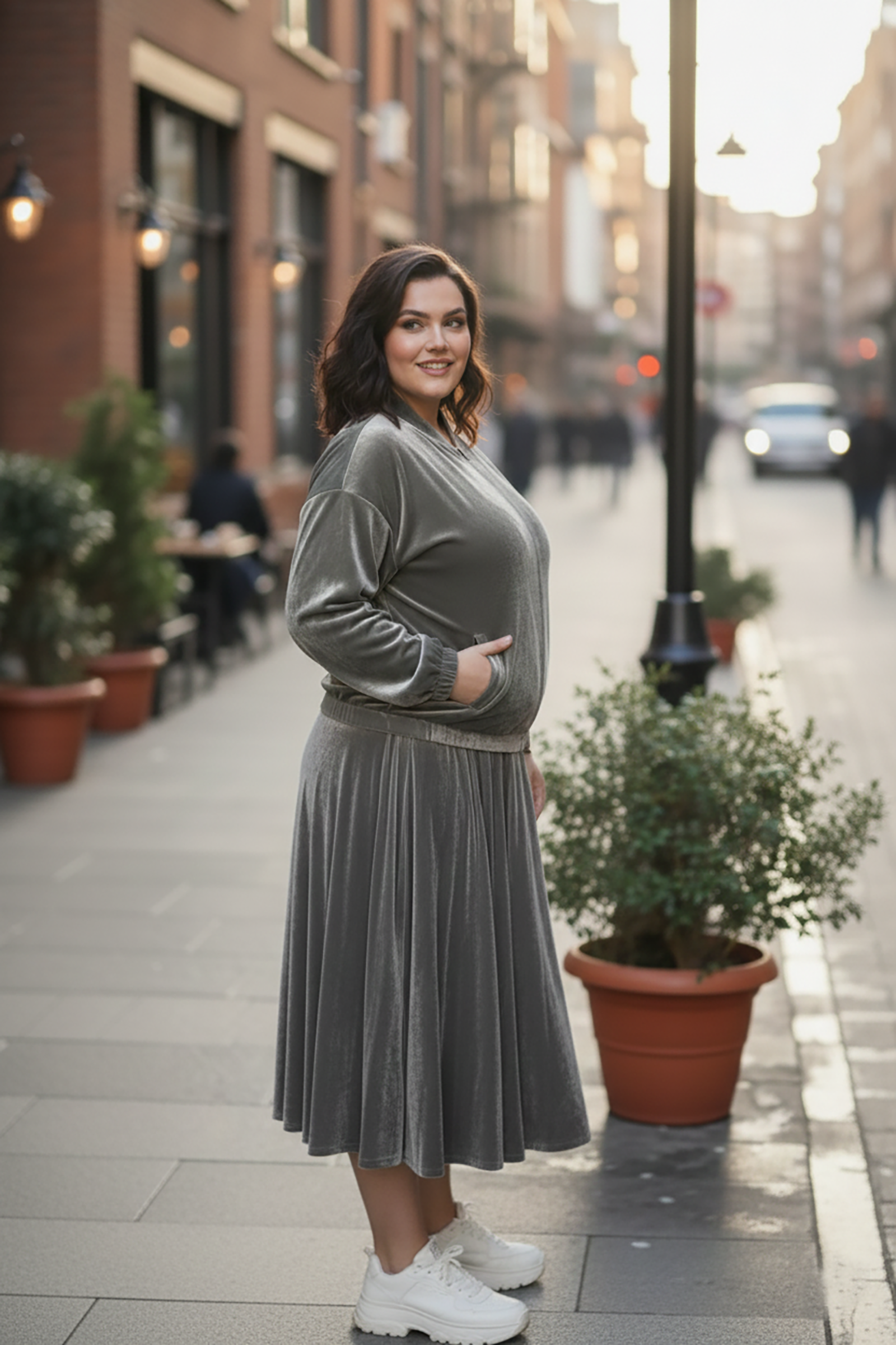 Luxury Soft Velvet Co-Ord Set – Jacket & Midi Skirt For Women