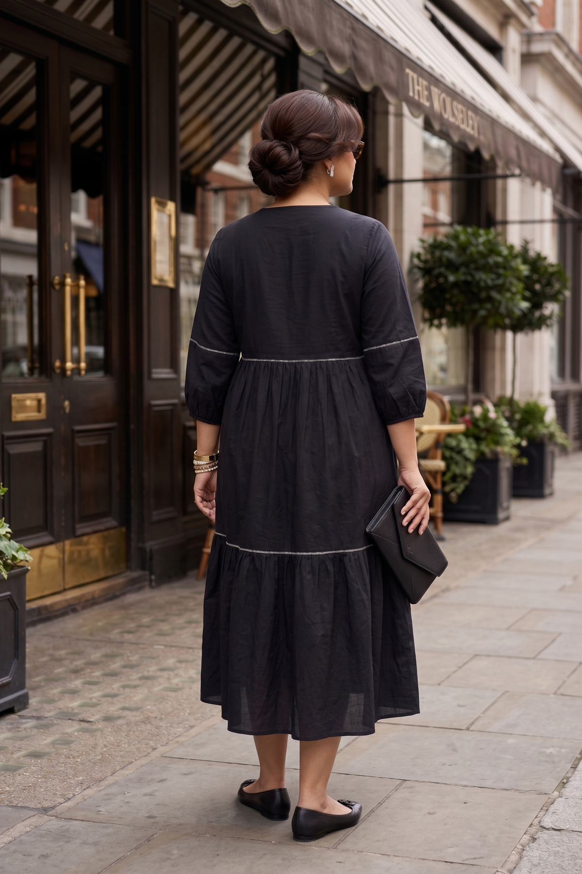 Black 100% Cotton Tiered Maxi Dress