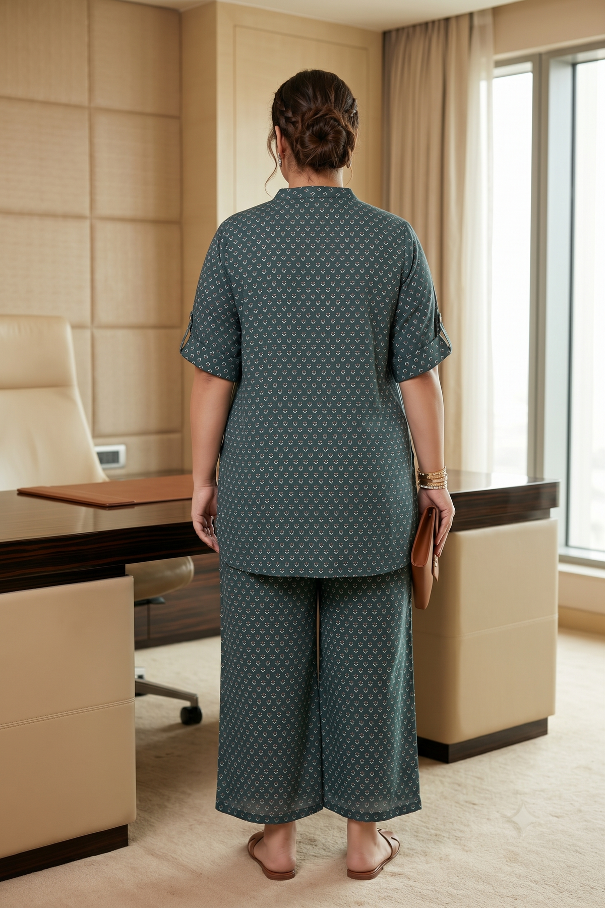 Pine Green Booti Print 100% Cotton Co-Ord Set