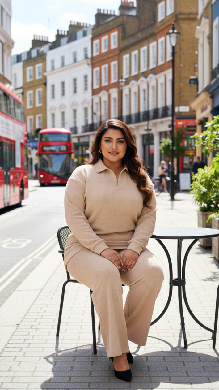 Plus Size Mini Waffle Co-Ord Set for Women