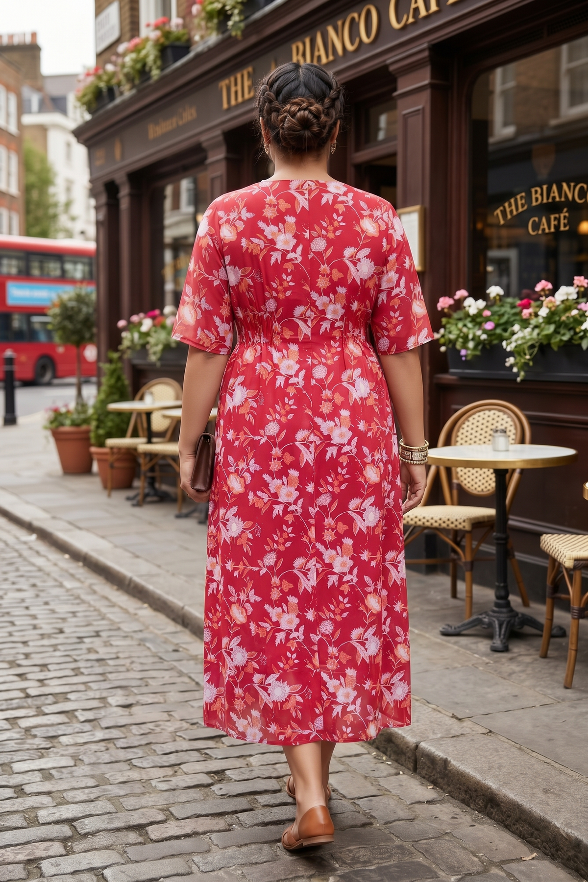 Red Floral Printed 100% Cotton Maxi Dress