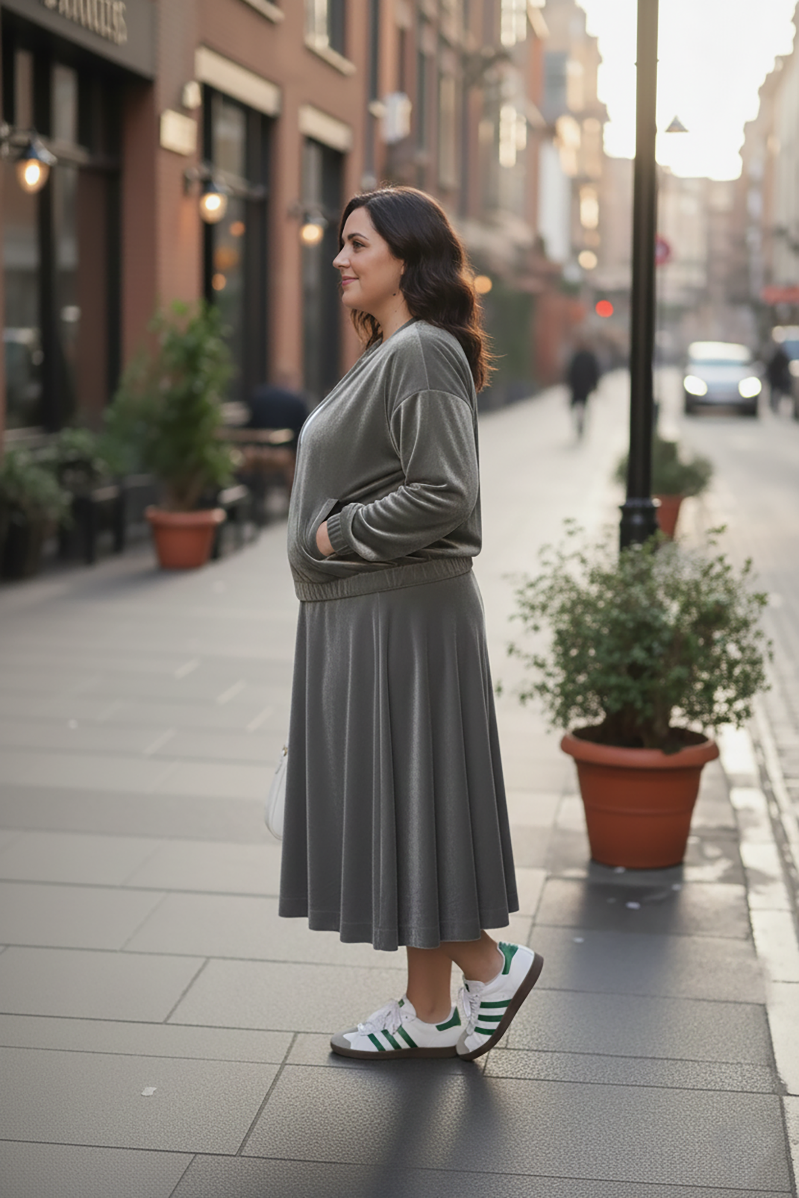 Luxury Soft Velvet Co-Ord Set – Jacket & Midi Skirt For Women