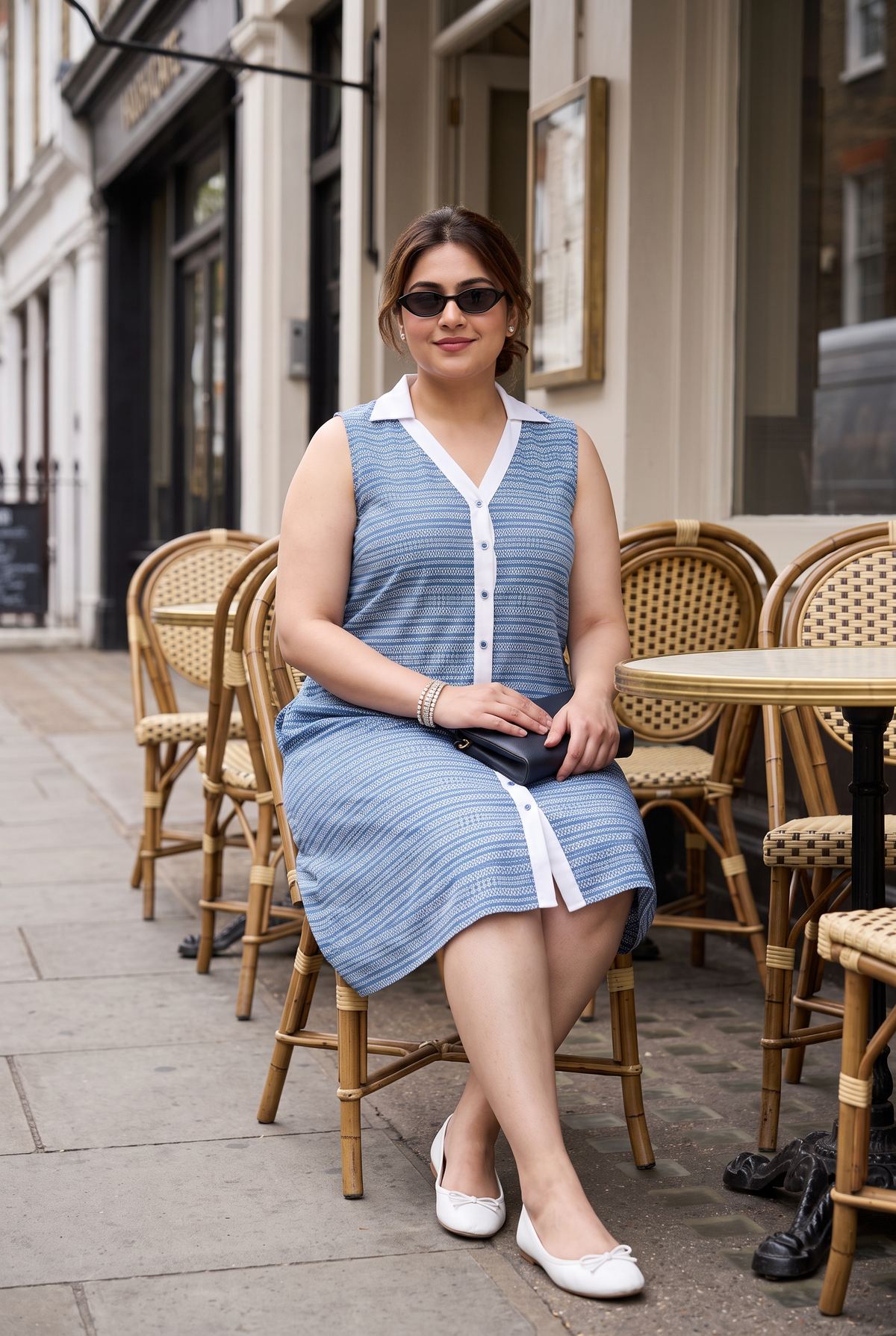 Indigo Blue Geometric Print Shift Dress
