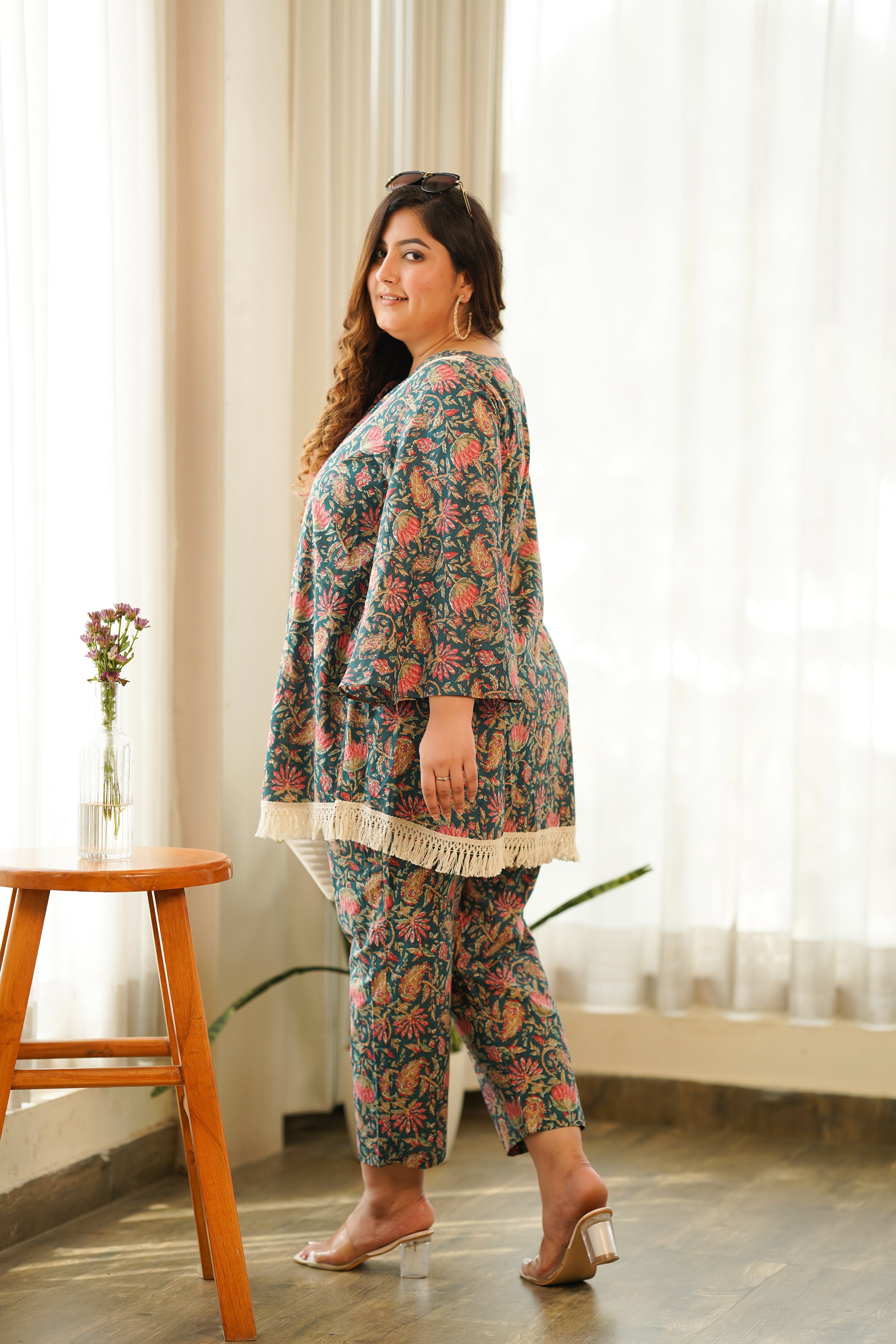 Bottle Green Crochet Cotton Co-ord Set