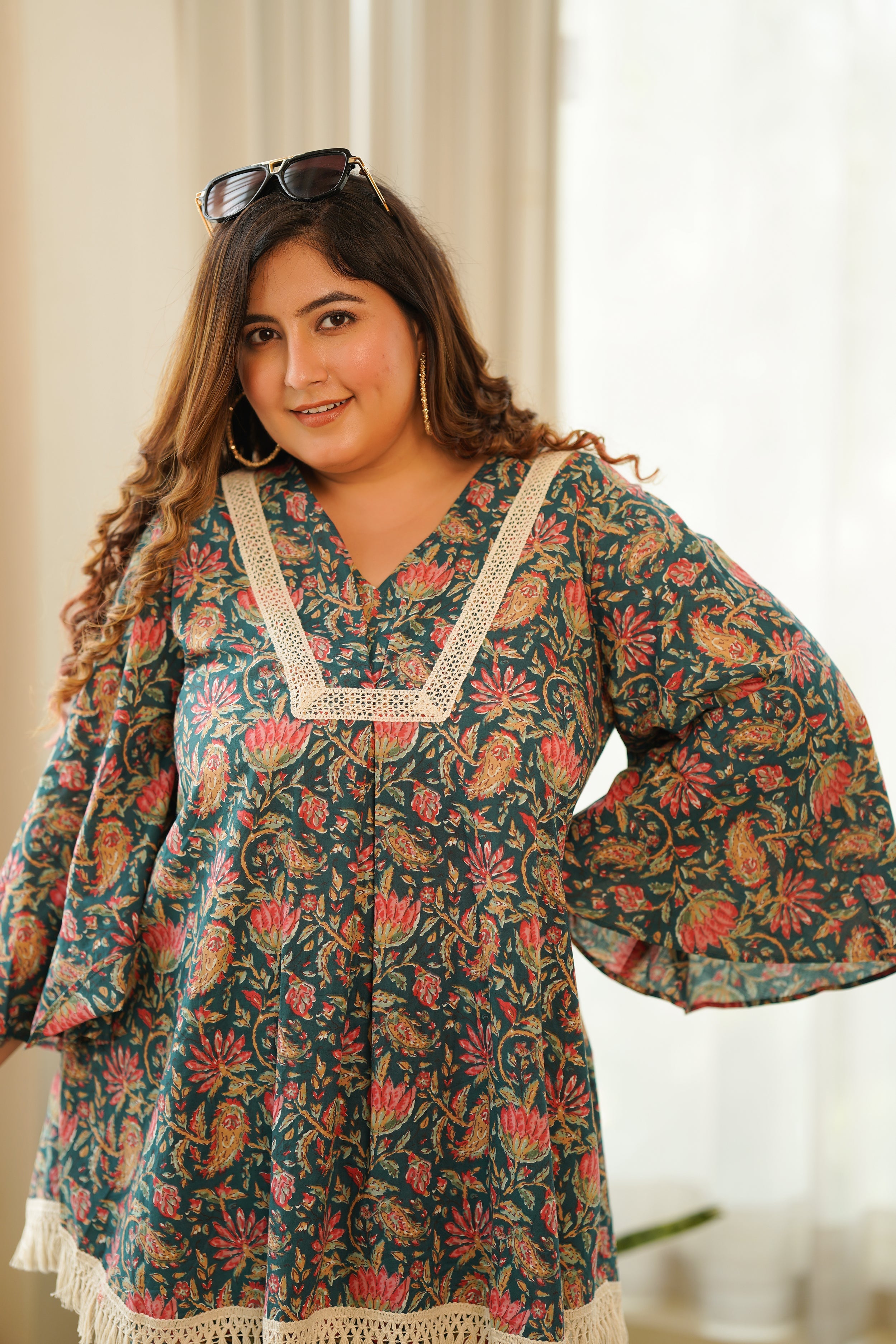 Bottle Green Crochet Cotton Co-ord Set