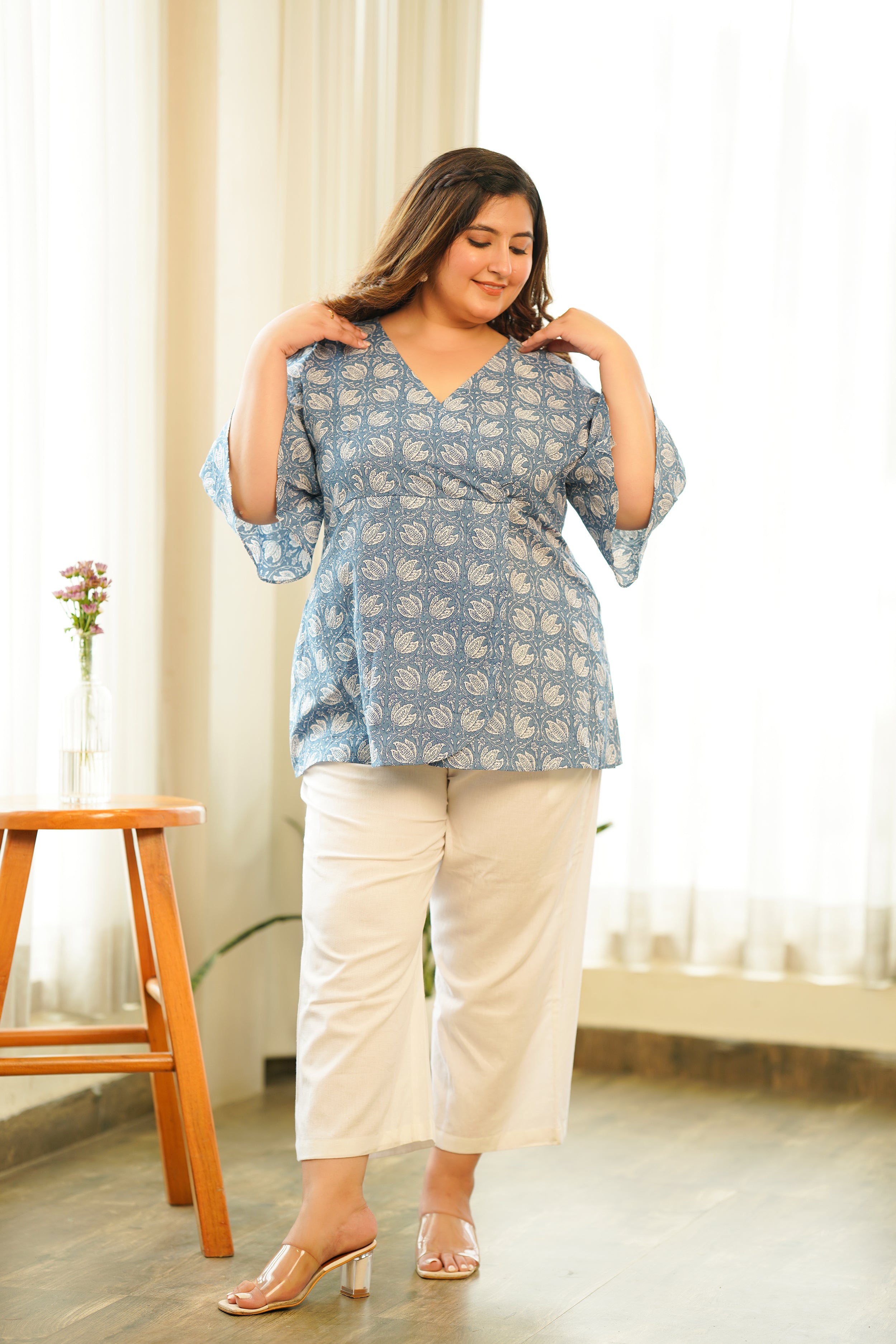 Blue Lotus Printed Top