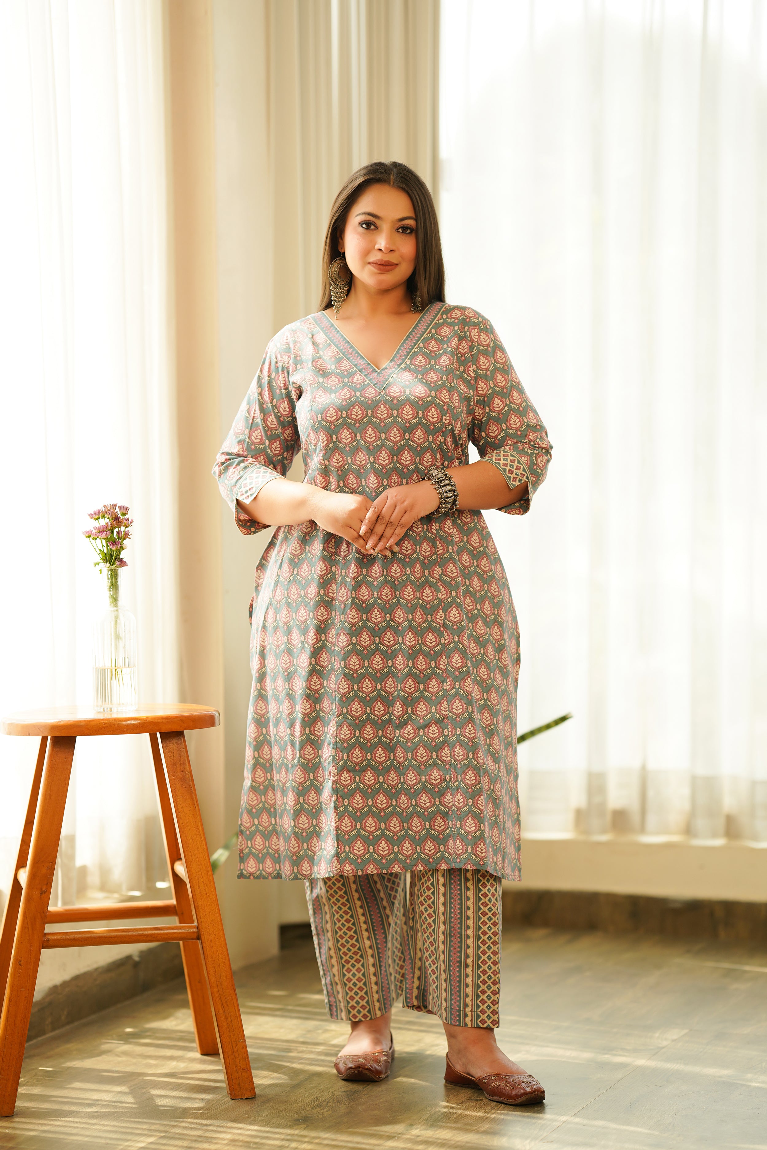Boho Printed Cotton Kurta Set - (Set of 2)