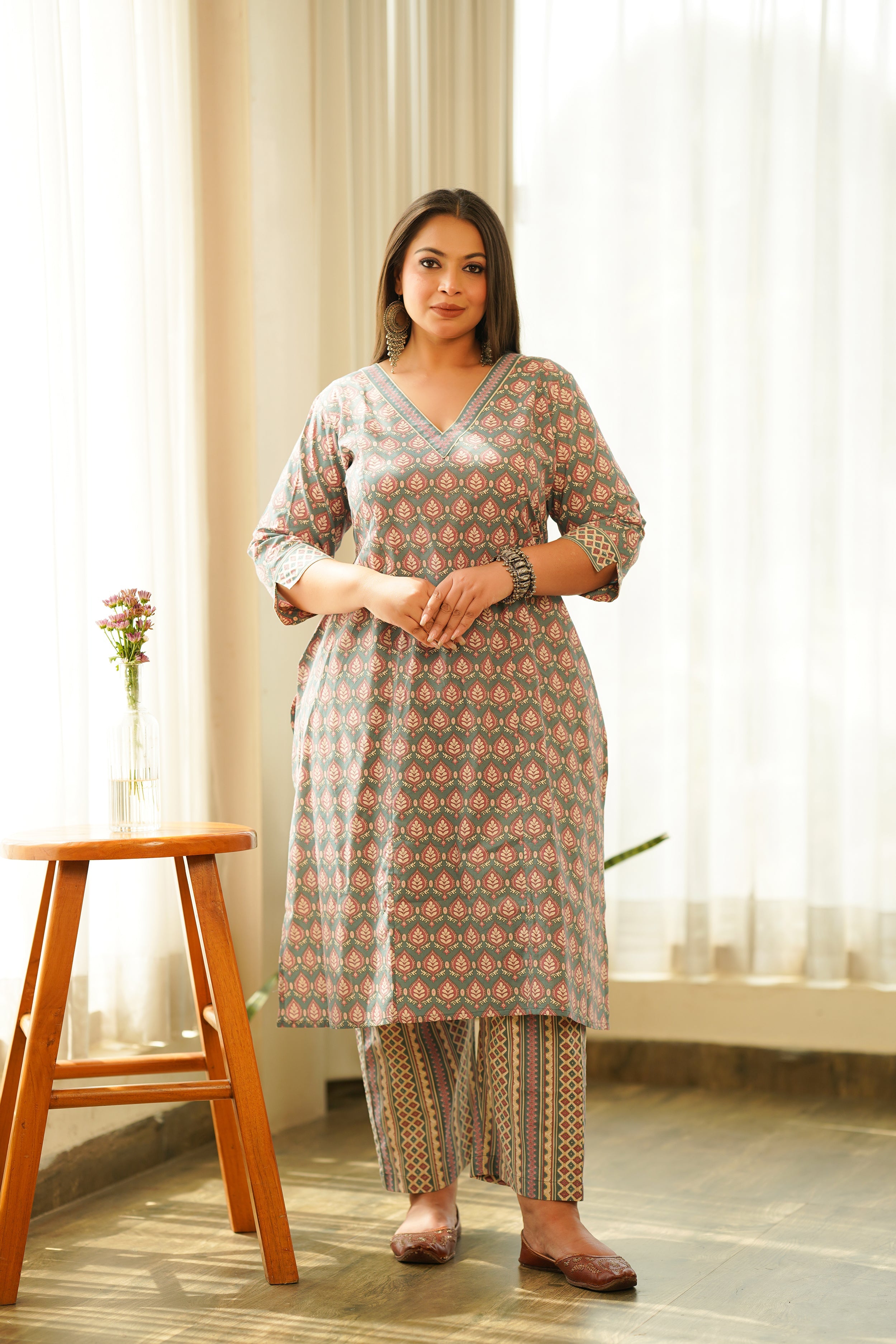 Boho Printed Cotton Kurta Set - (Set of 2)