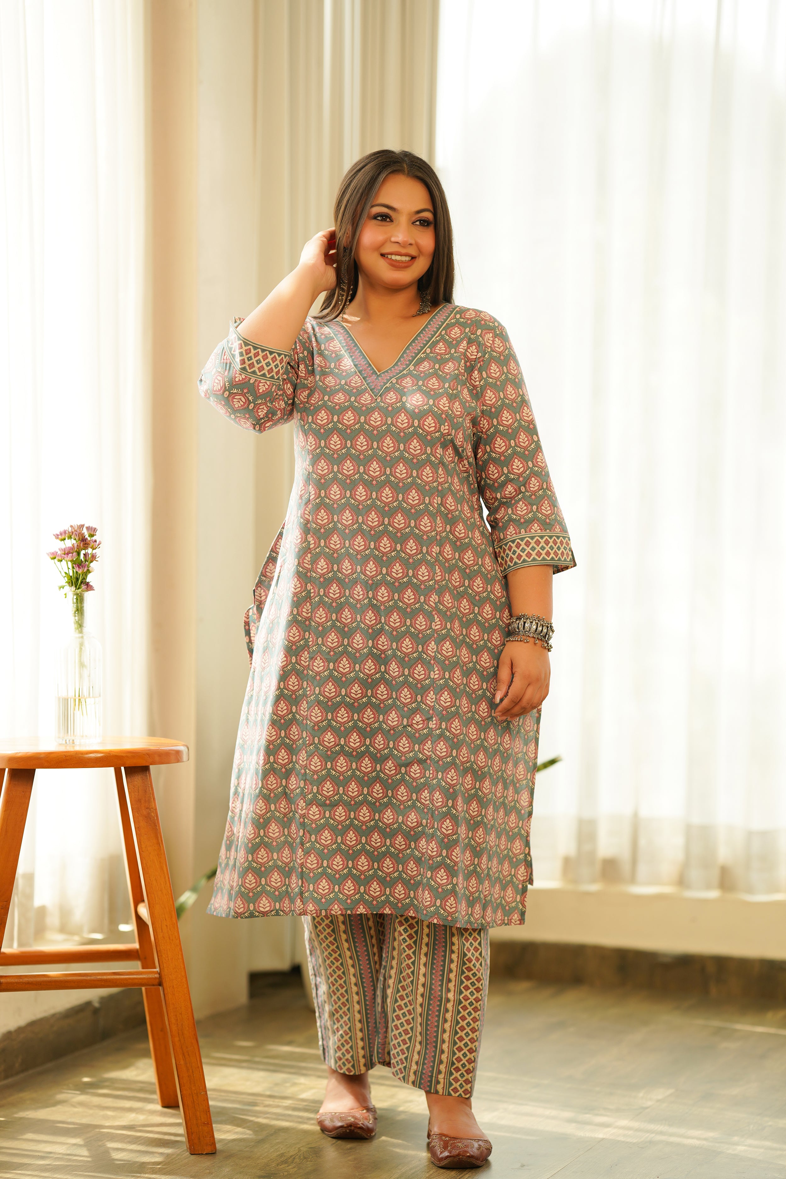 Boho Printed Cotton Kurta Set - (Set of 2)