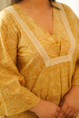 Yellow Paisley Lace Top