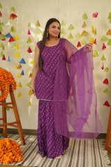 Purple Bandhani Sharara Set