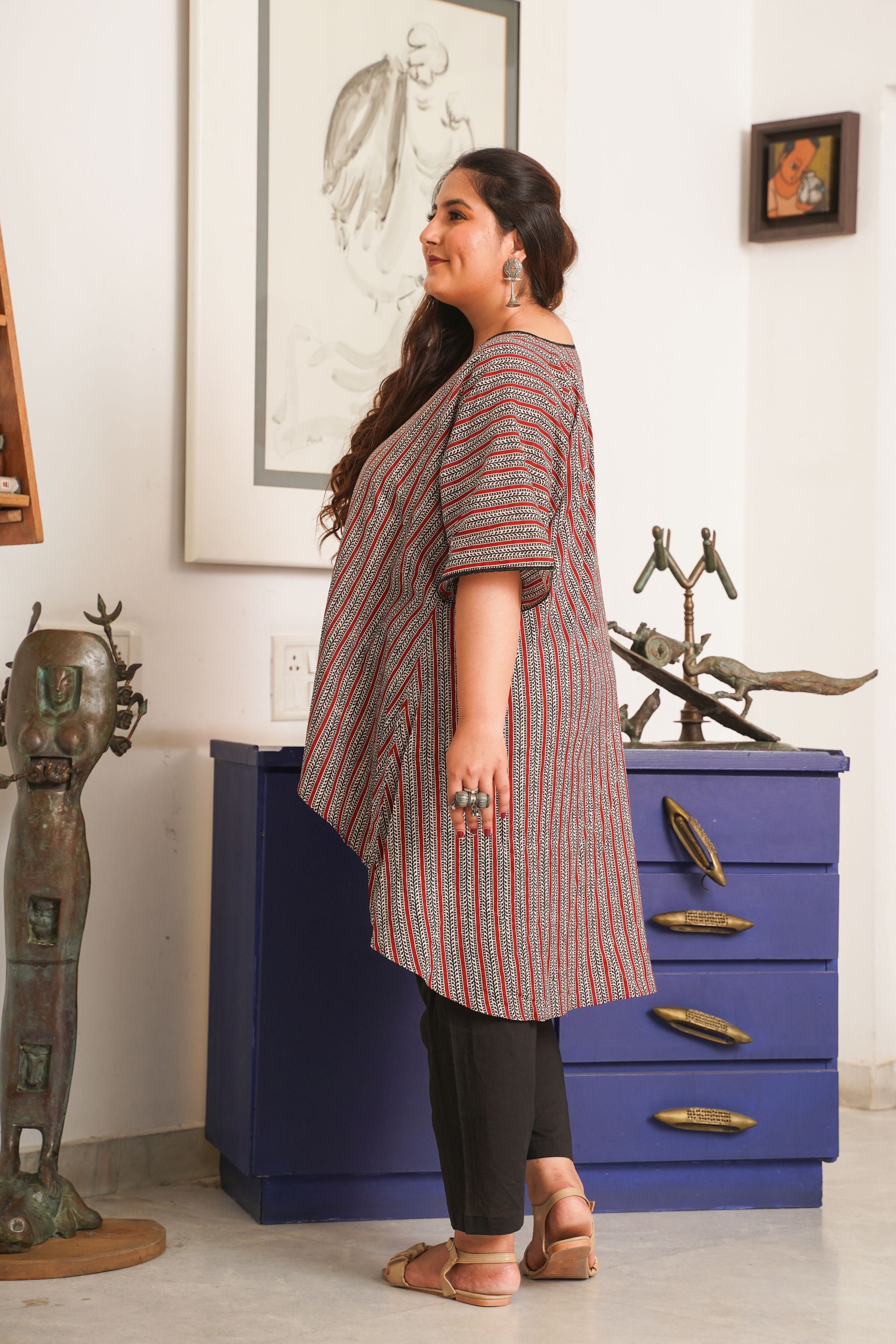 BOHO STRIPES ANTI-FIT TOP AND MID-RISE RELAXED FIT PANTS (SET OF 2)