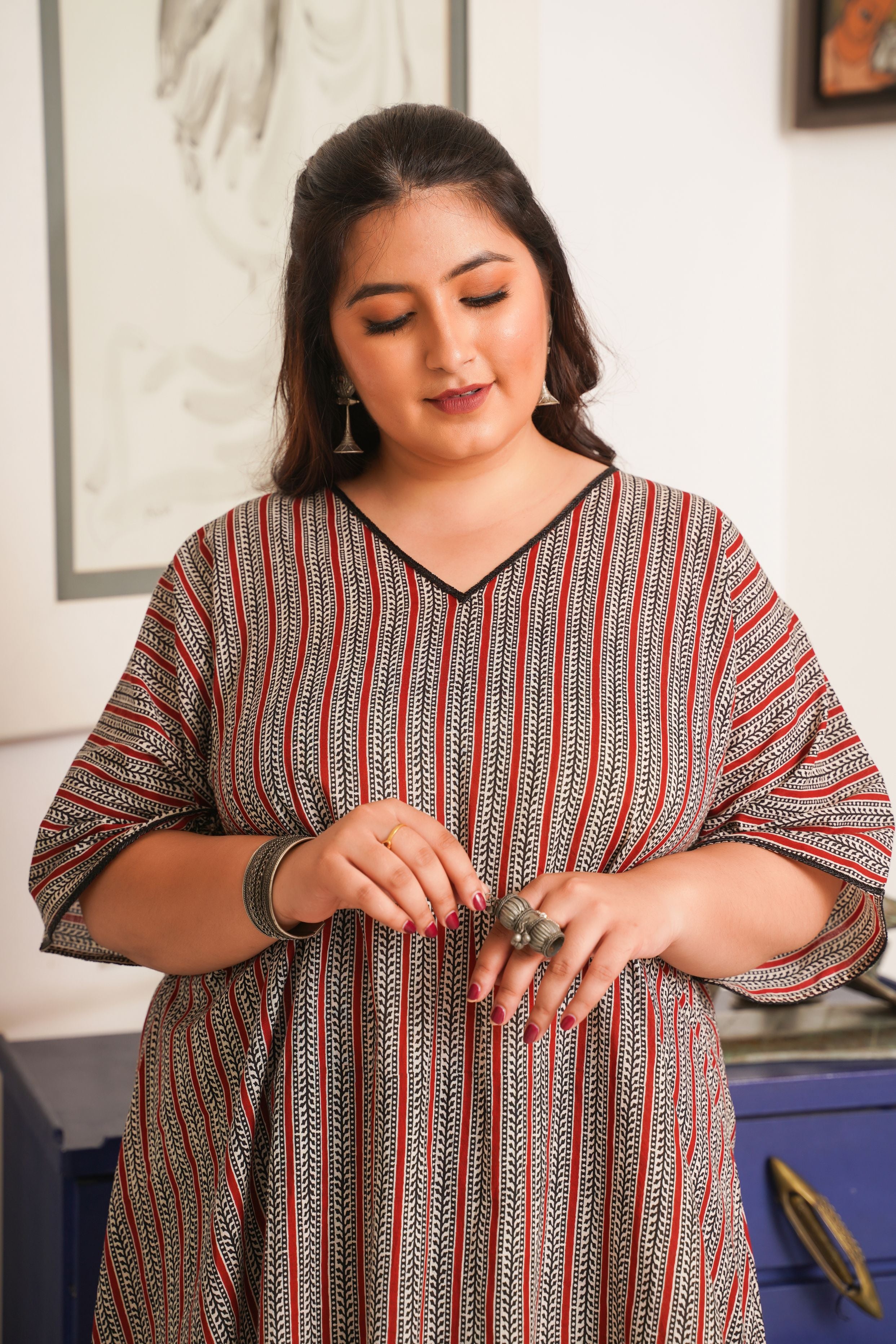 Boho Stripes Anti-Fit Top  ( Only Top )