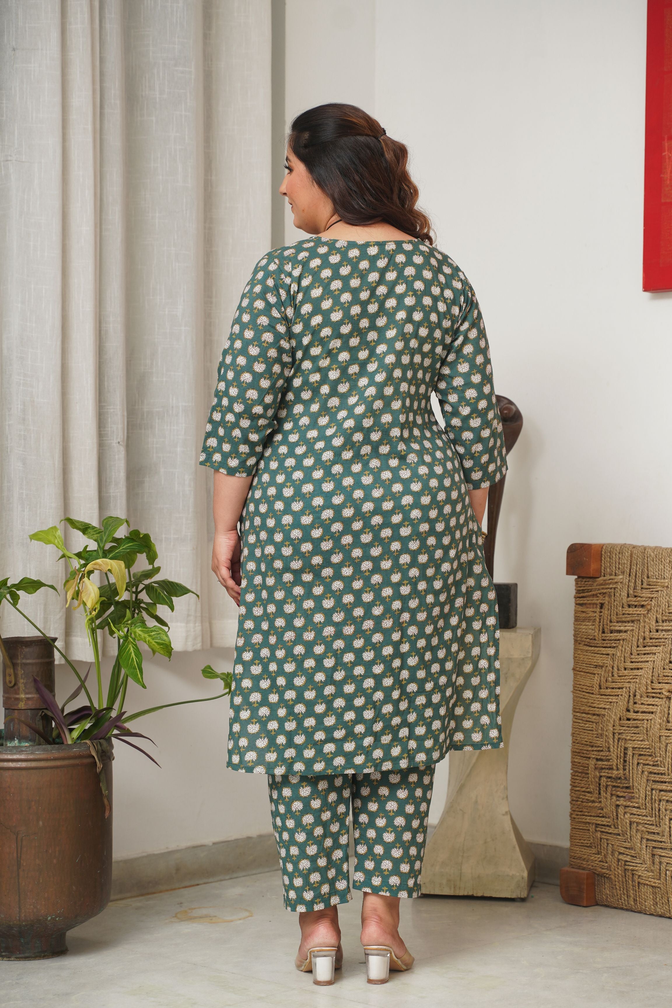 Cotton Green Booti Print V Neck Co-Ord Set