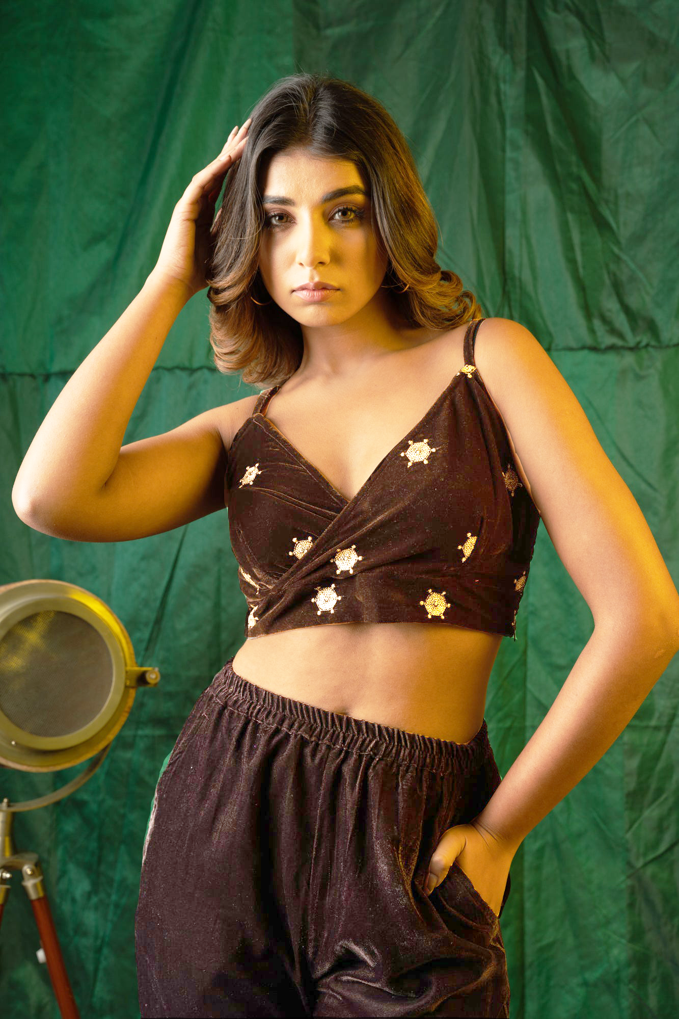 Brown Velvet Gold Bralet