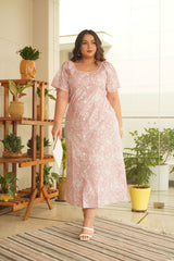Cotton Pink Floral Maxi Dress