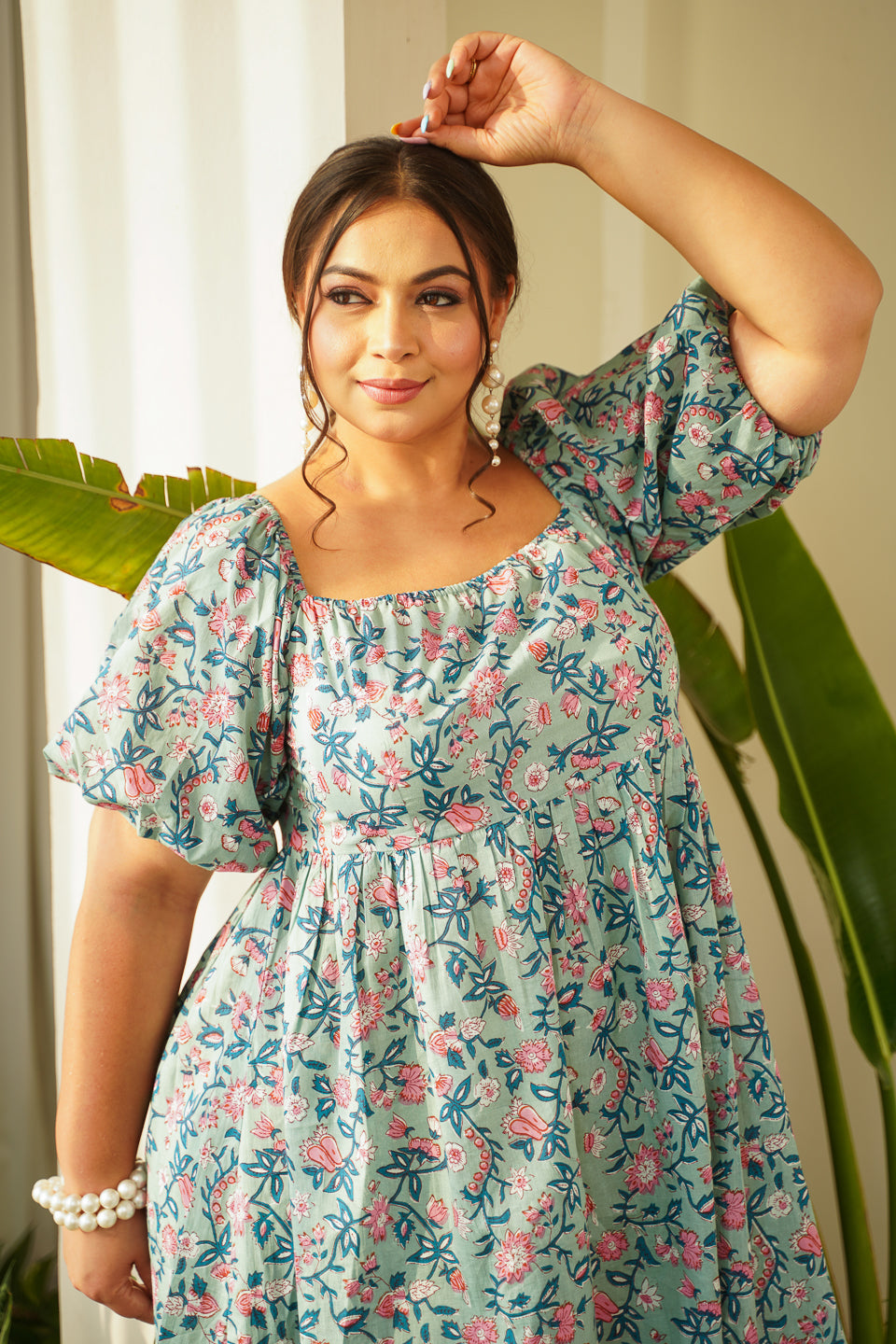 Candy Crush Short Cotton Printed Square Neck Doll Dress