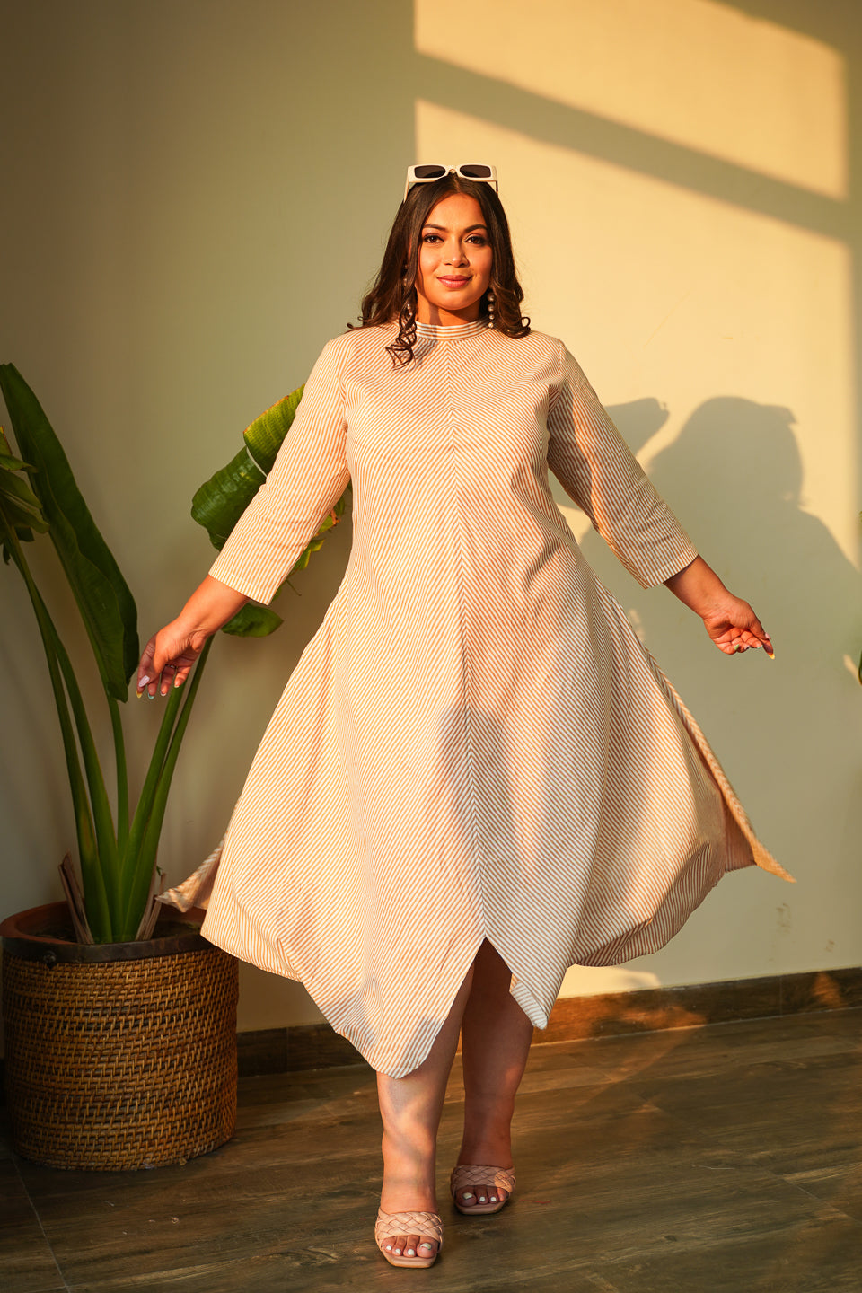 Striped Cowled Dress