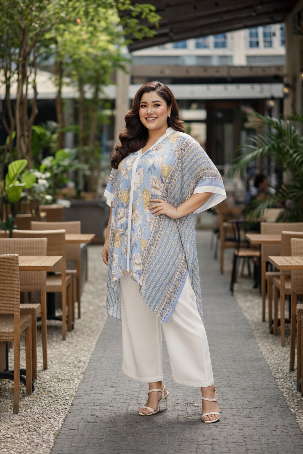 Breezy Printed Mulmul Kaftan Pants Set(Set of 3)