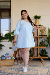 Powder Blue Short Cotton Dress