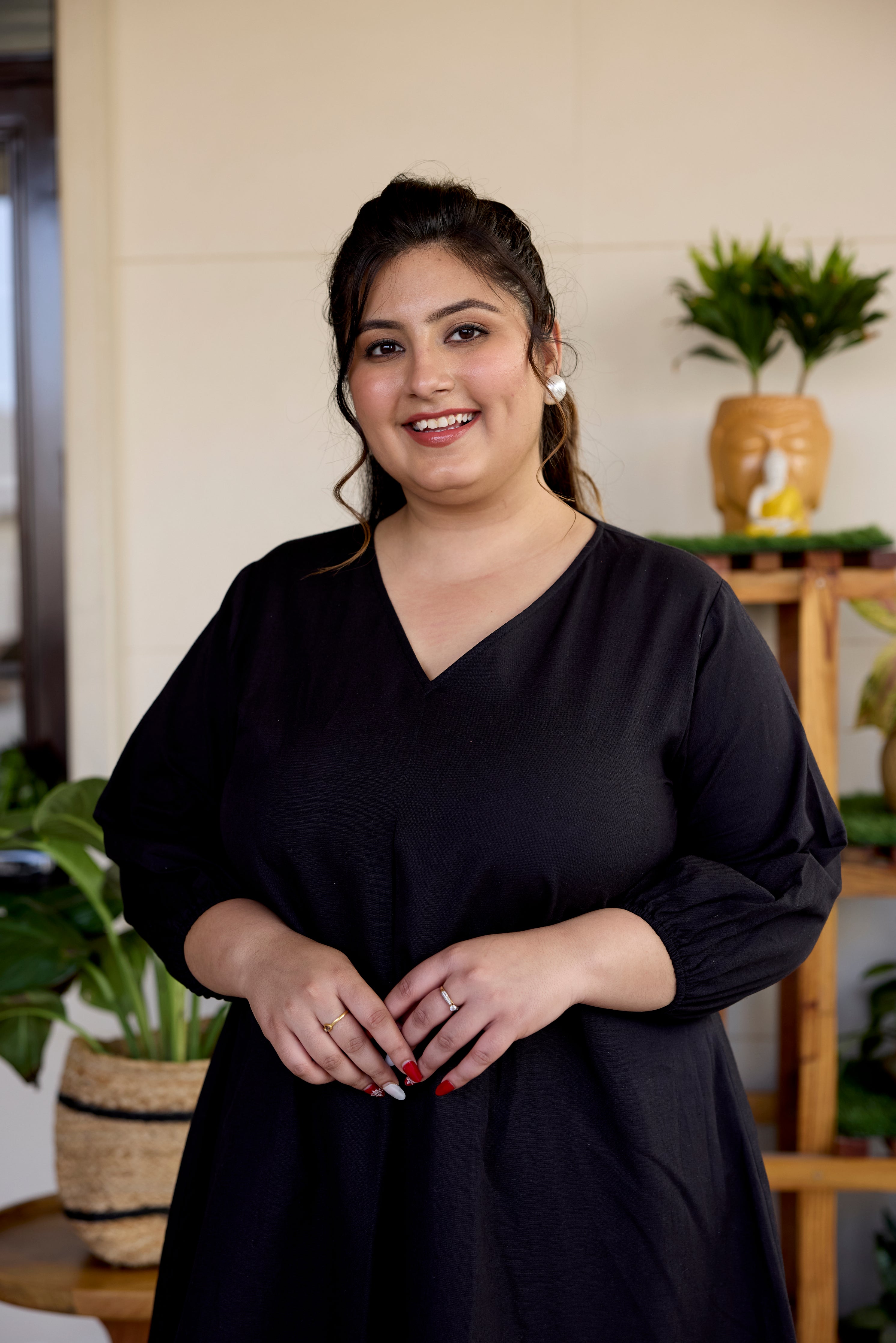 Pitch Black Short Linen Dress