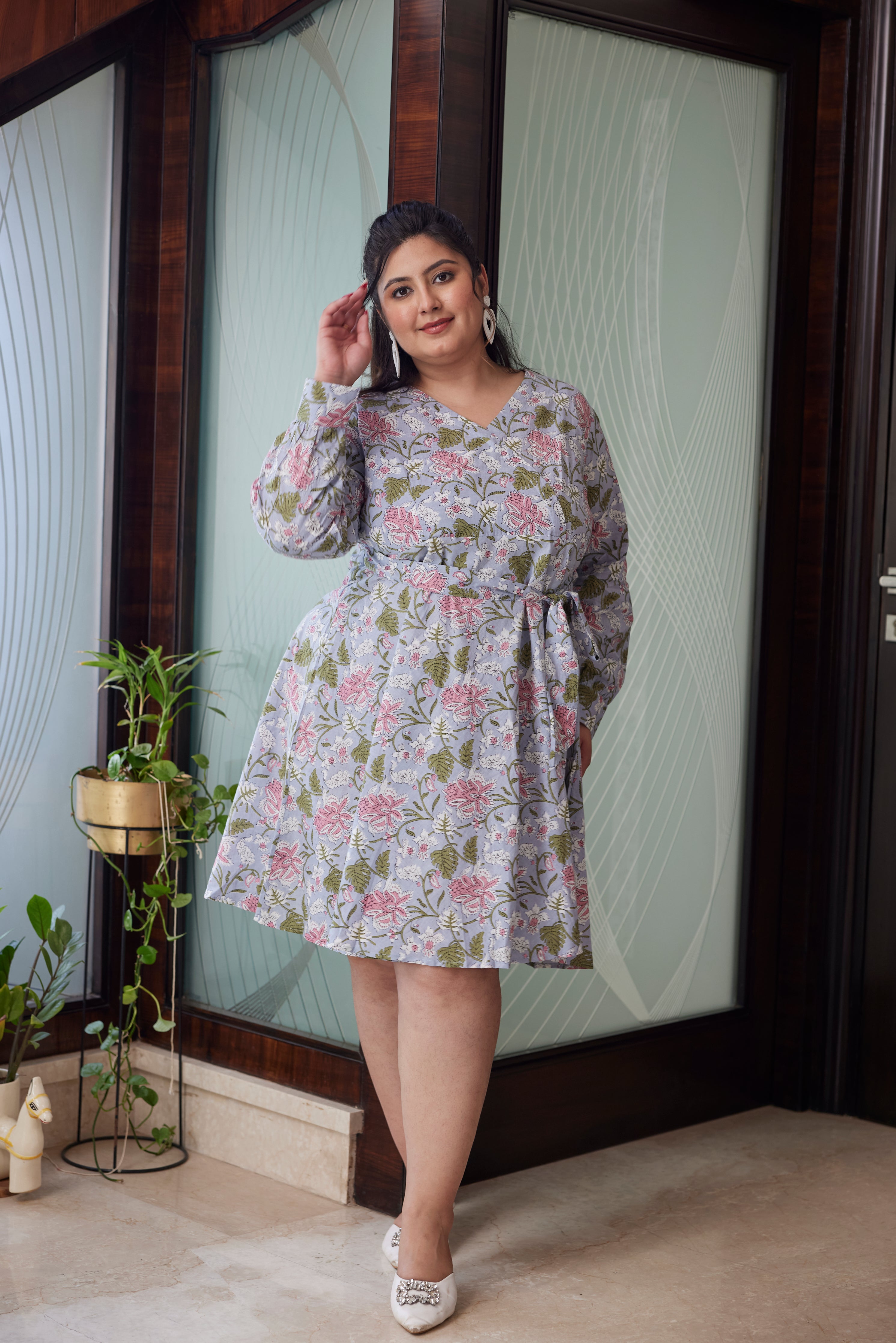 TROPICAL BLUE WRAP DRESS