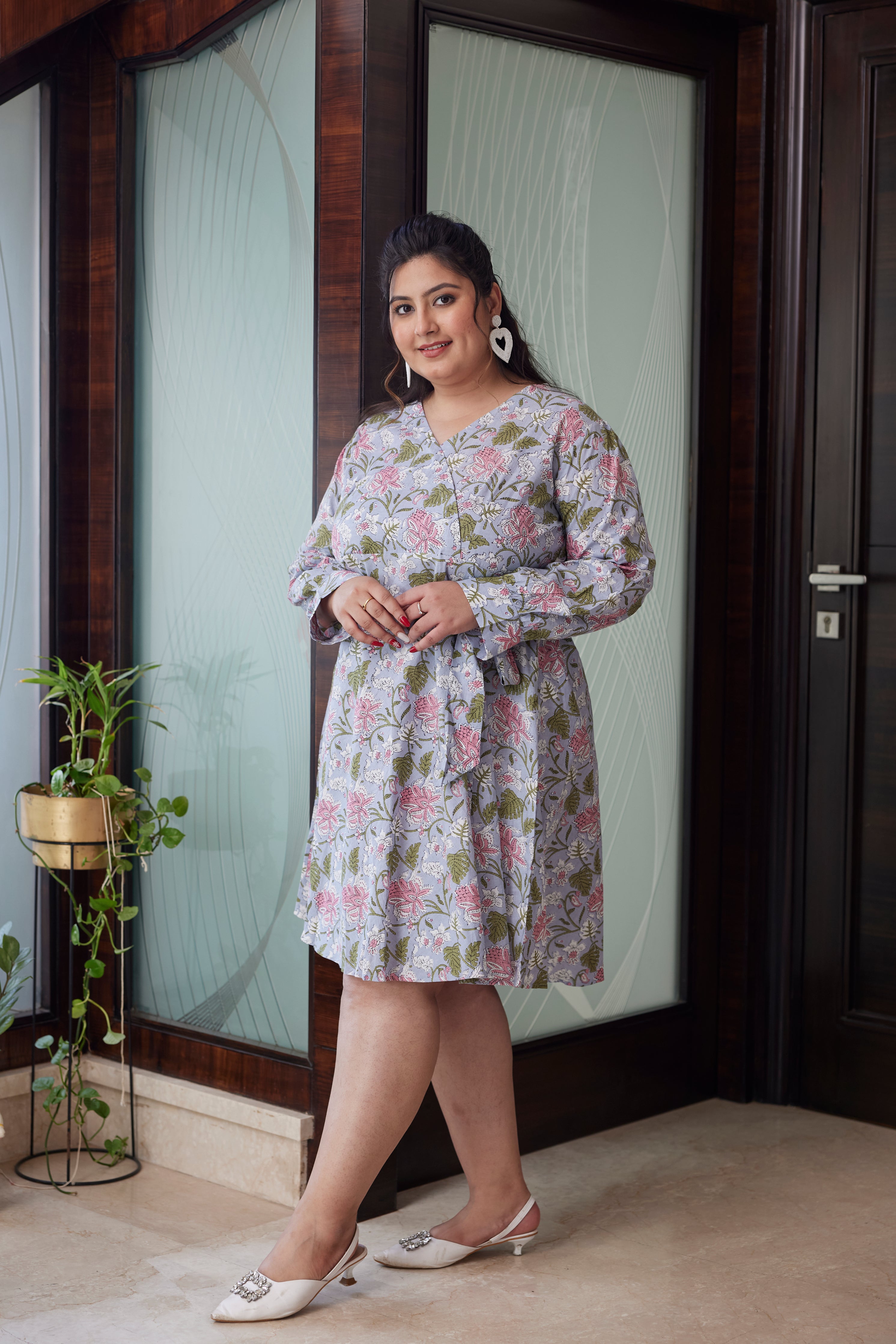 TROPICAL BLUE WRAP DRESS