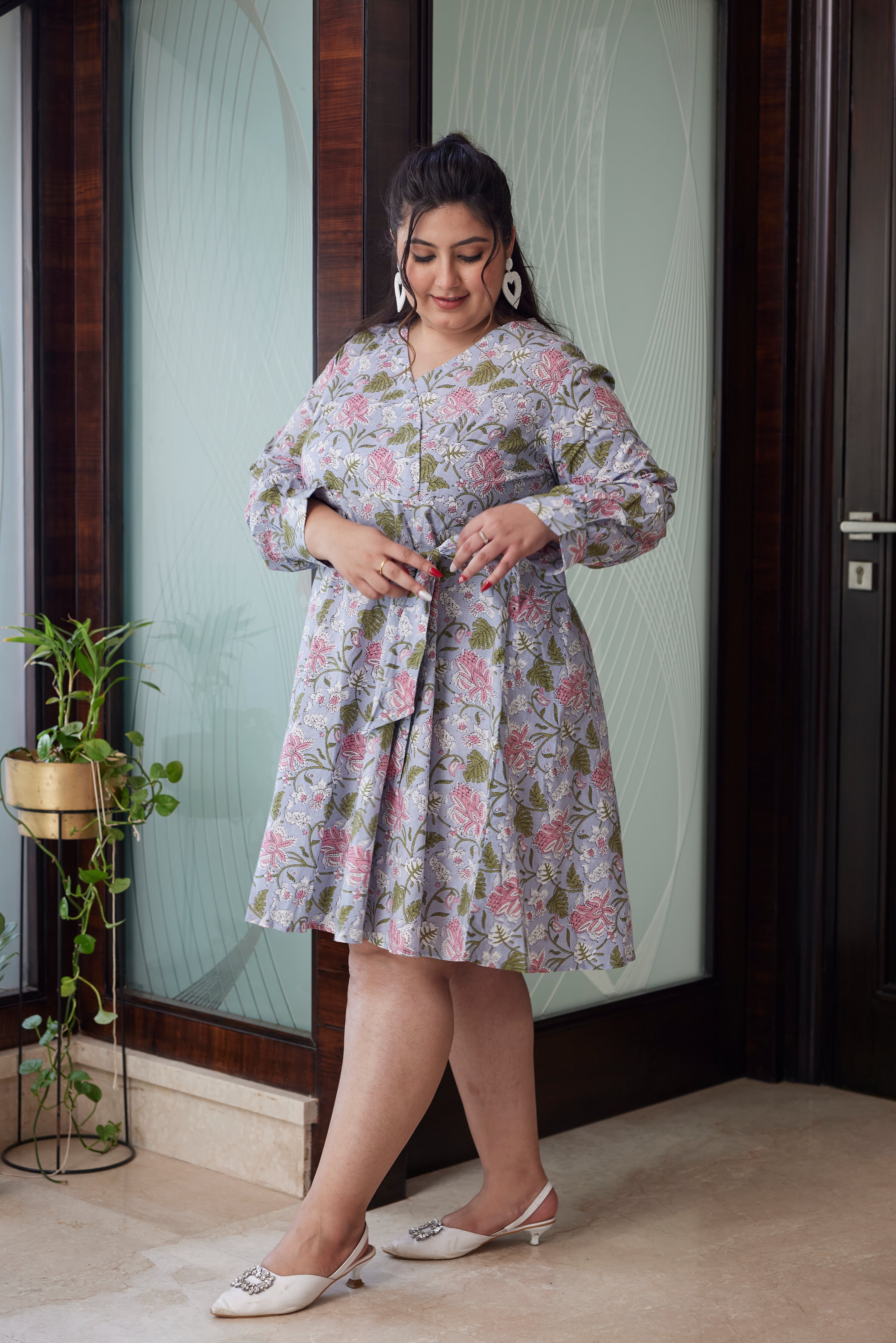 TROPICAL BLUE WRAP DRESS