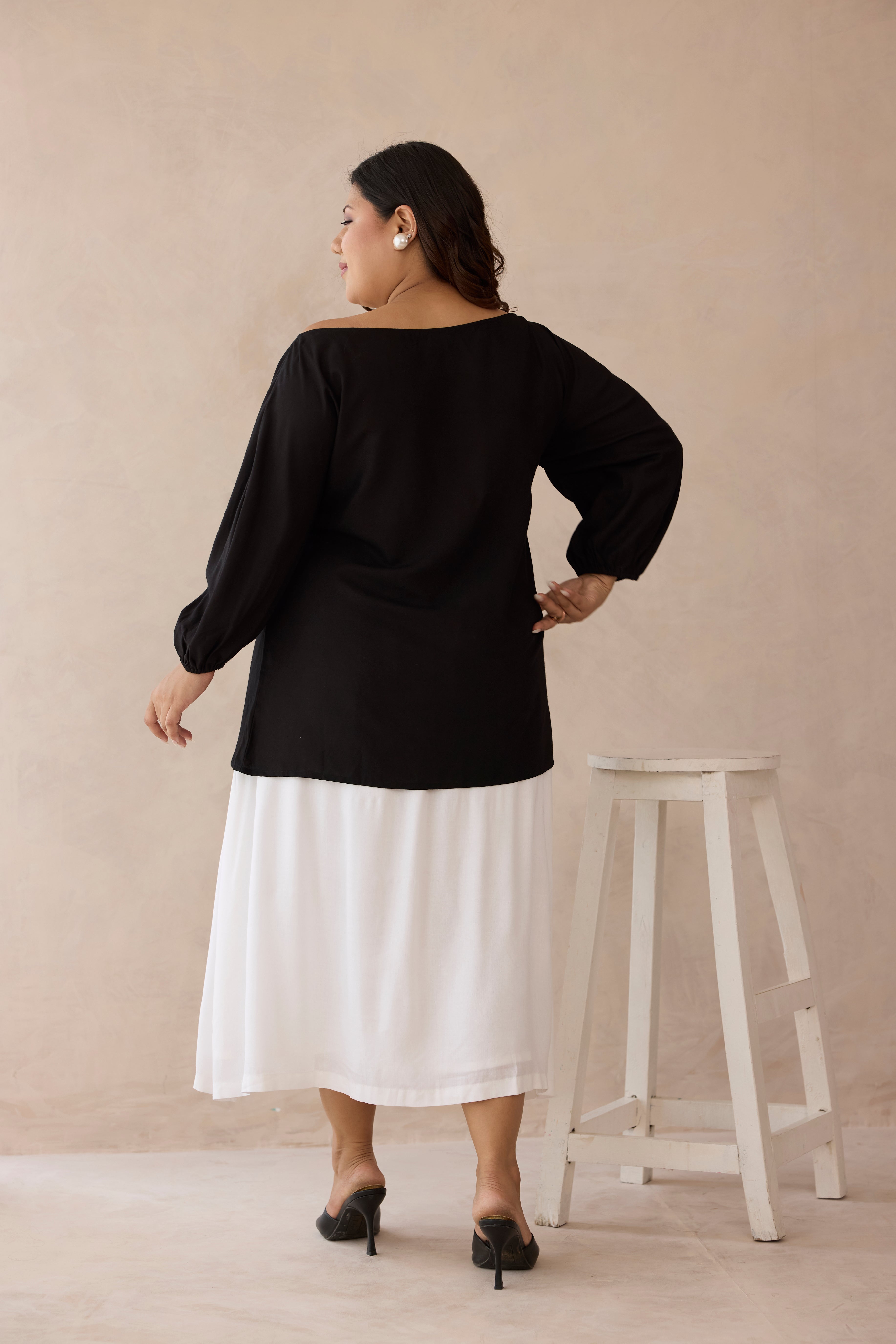 Breezy Black and White Cotton Top & Skirt Co-ord Set