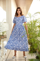 Indigo Floral Maxi Dress- Regular Size