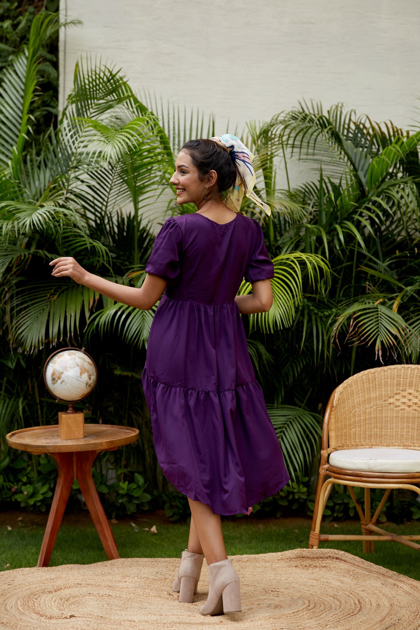 Purple Tiered Short Dress