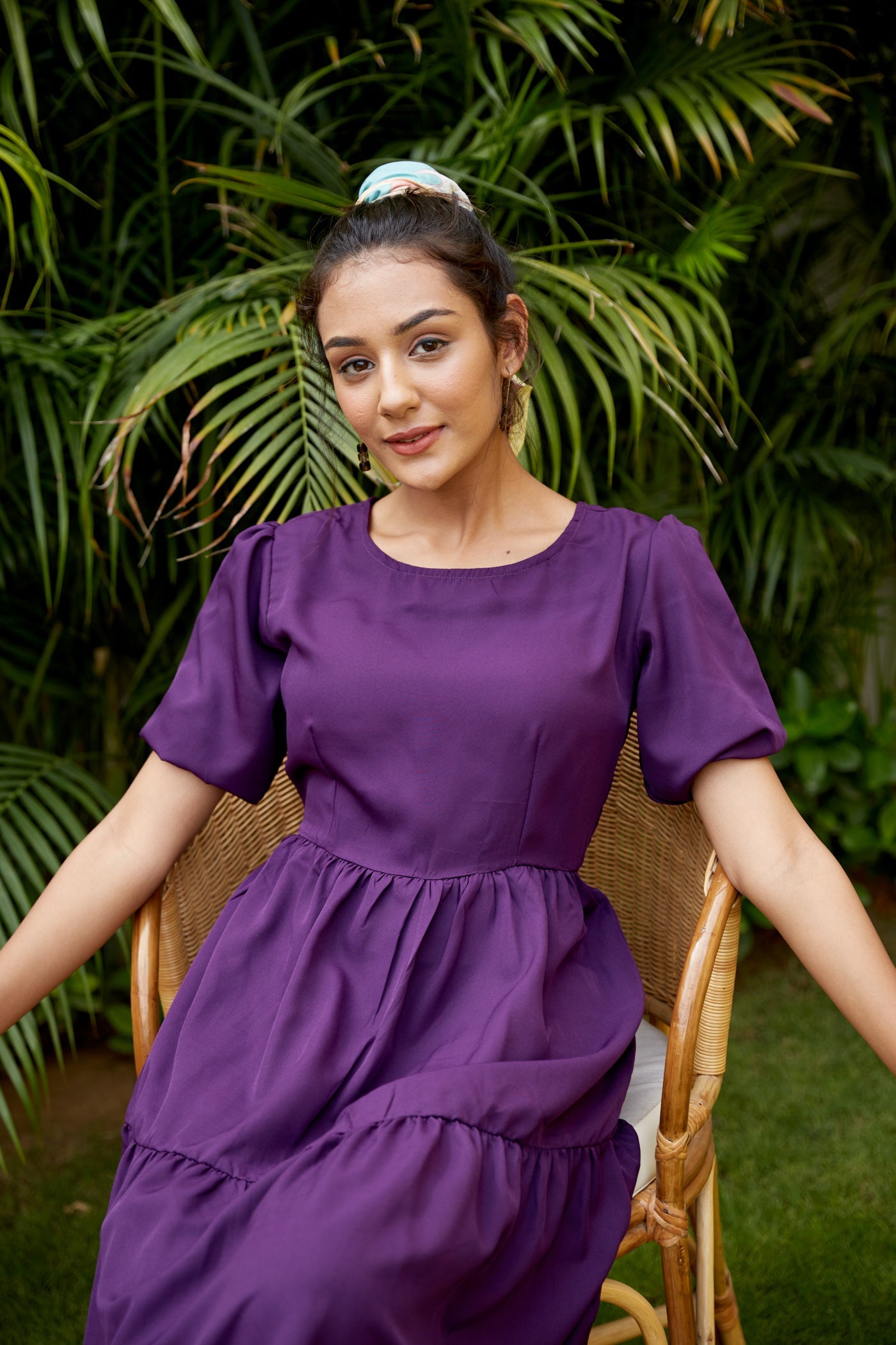 Purple Tiered Short Dress