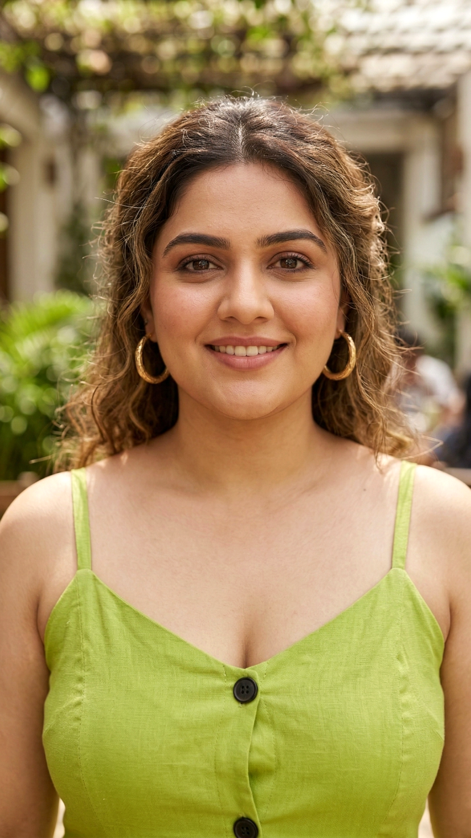 Plus Size Lime Green Linen Button-Front Dress – Sleeveless Summer Dress