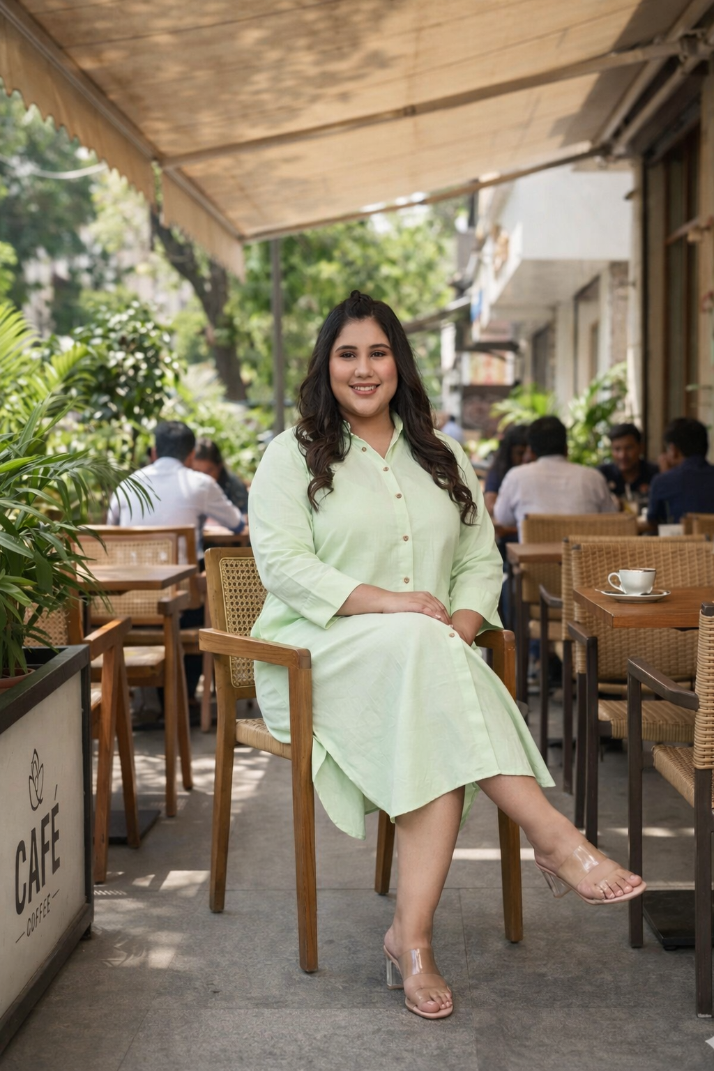 Mint Green Oversized button down Linen Maxi Dress