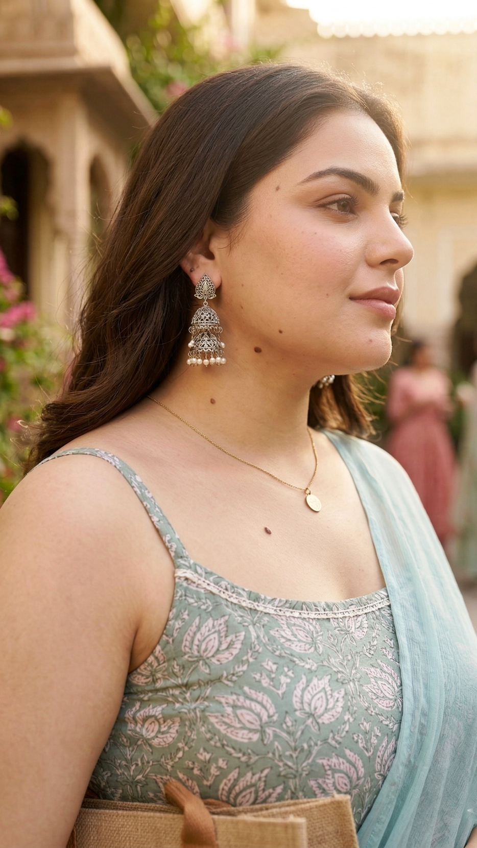 Plus Size Green Cotton Kurta Set with Dupatta – Floral Printed Set