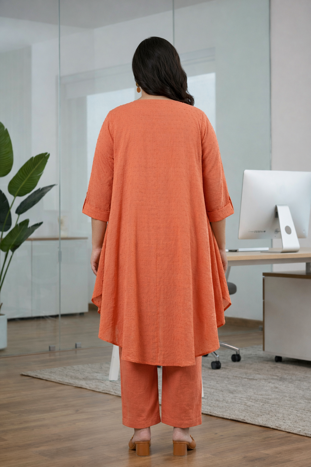 Rust Orange  Co-ord Set with Shrug(Set of 3)