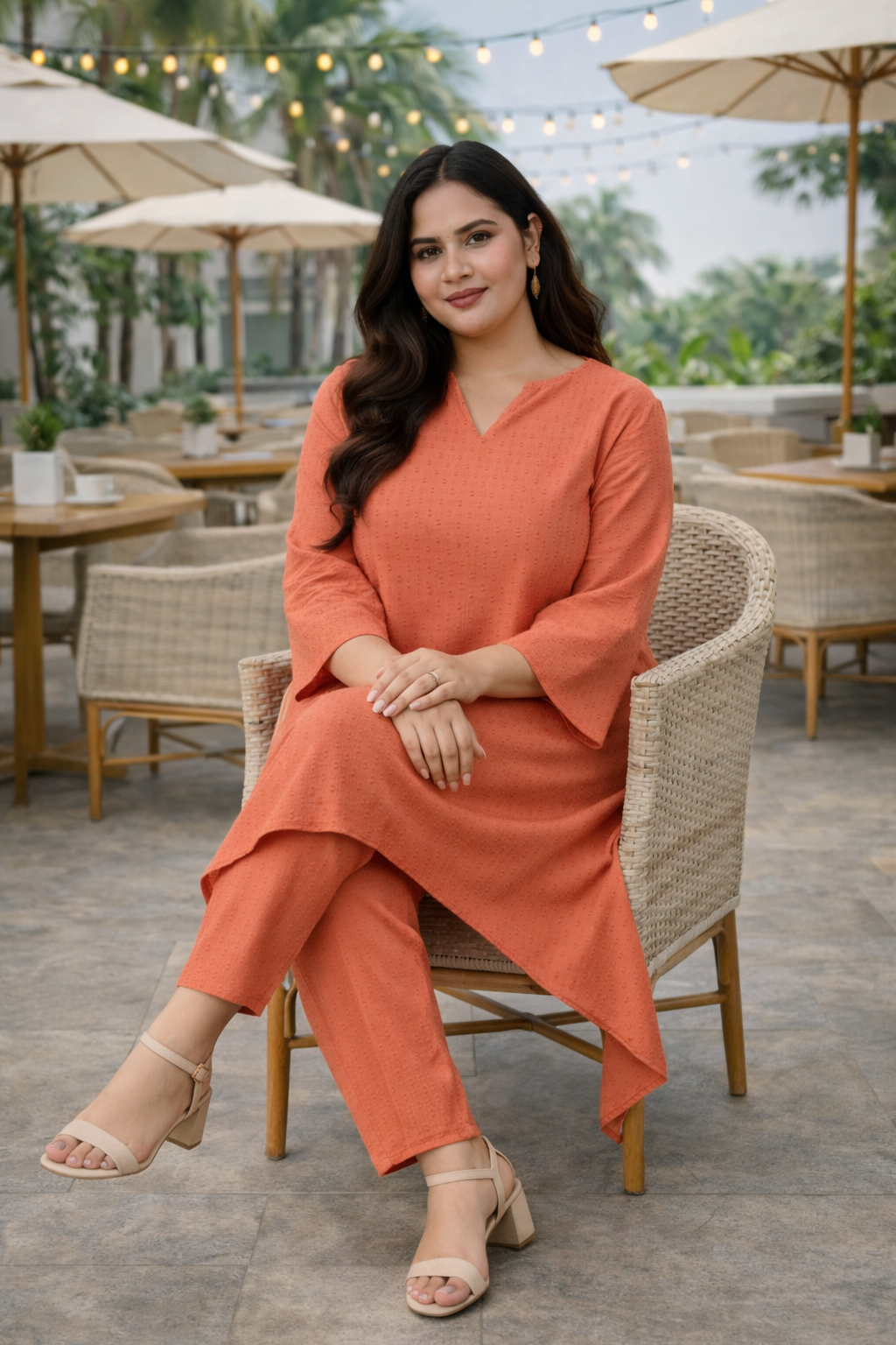 Rust Orange Dobby Cotton Co-ord Set