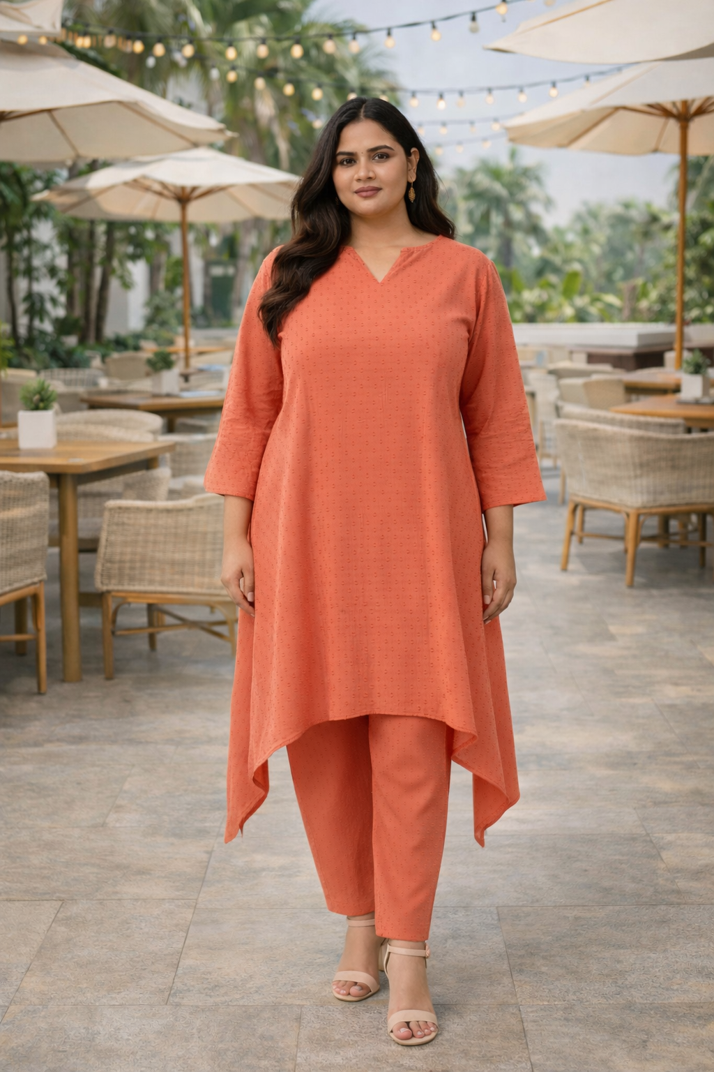 Rust Orange Dobby Cotton Co-ord Set