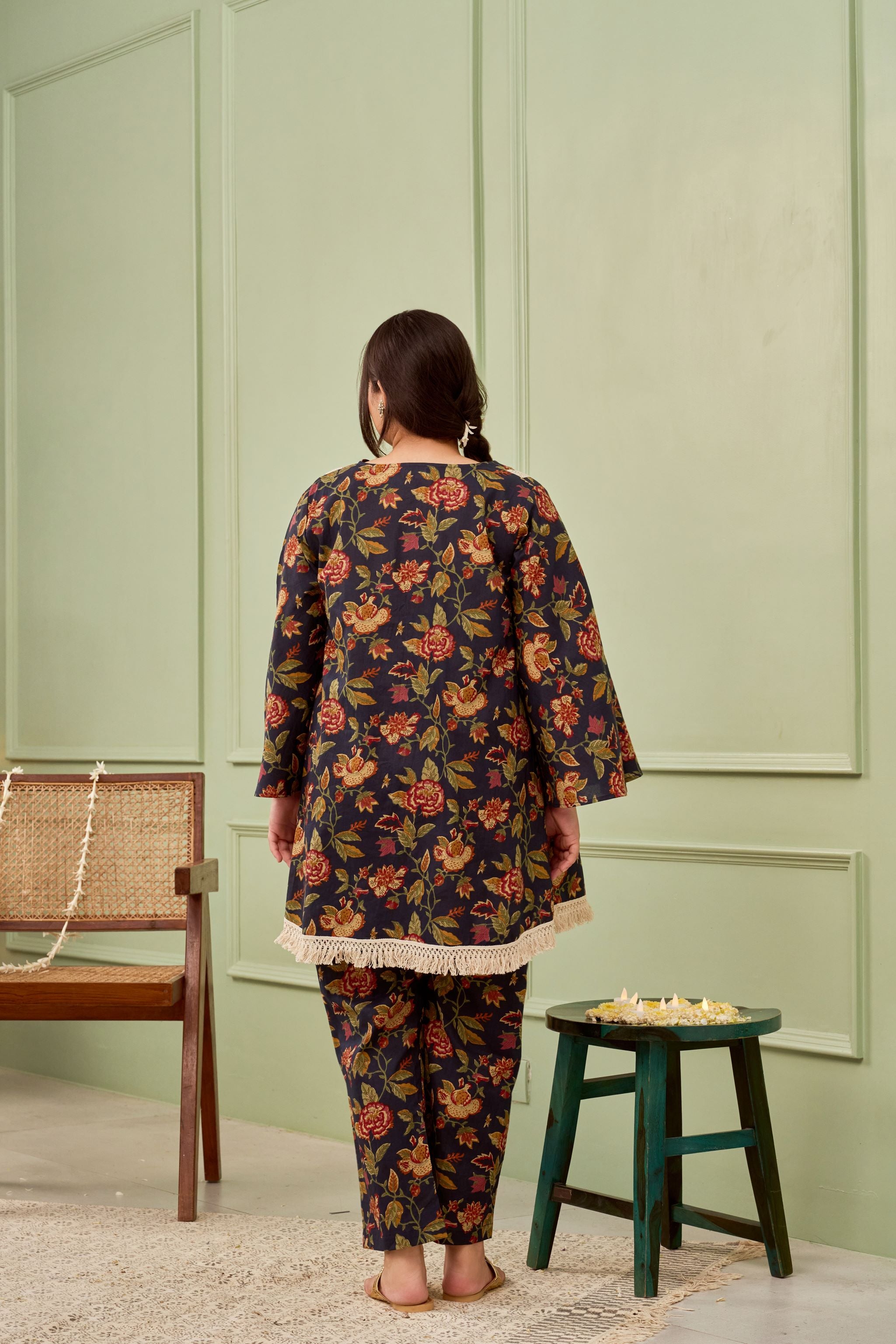 Navy Blue Crochet Cotton Co-ord Set