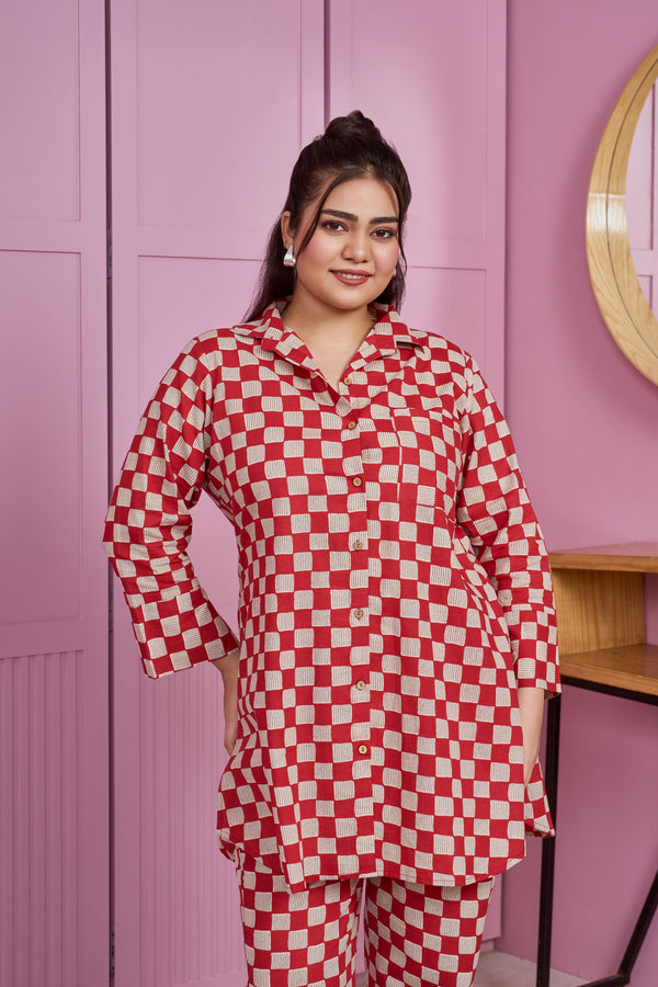 Pure mul cottom embroided A line co-ord set (Rhea)