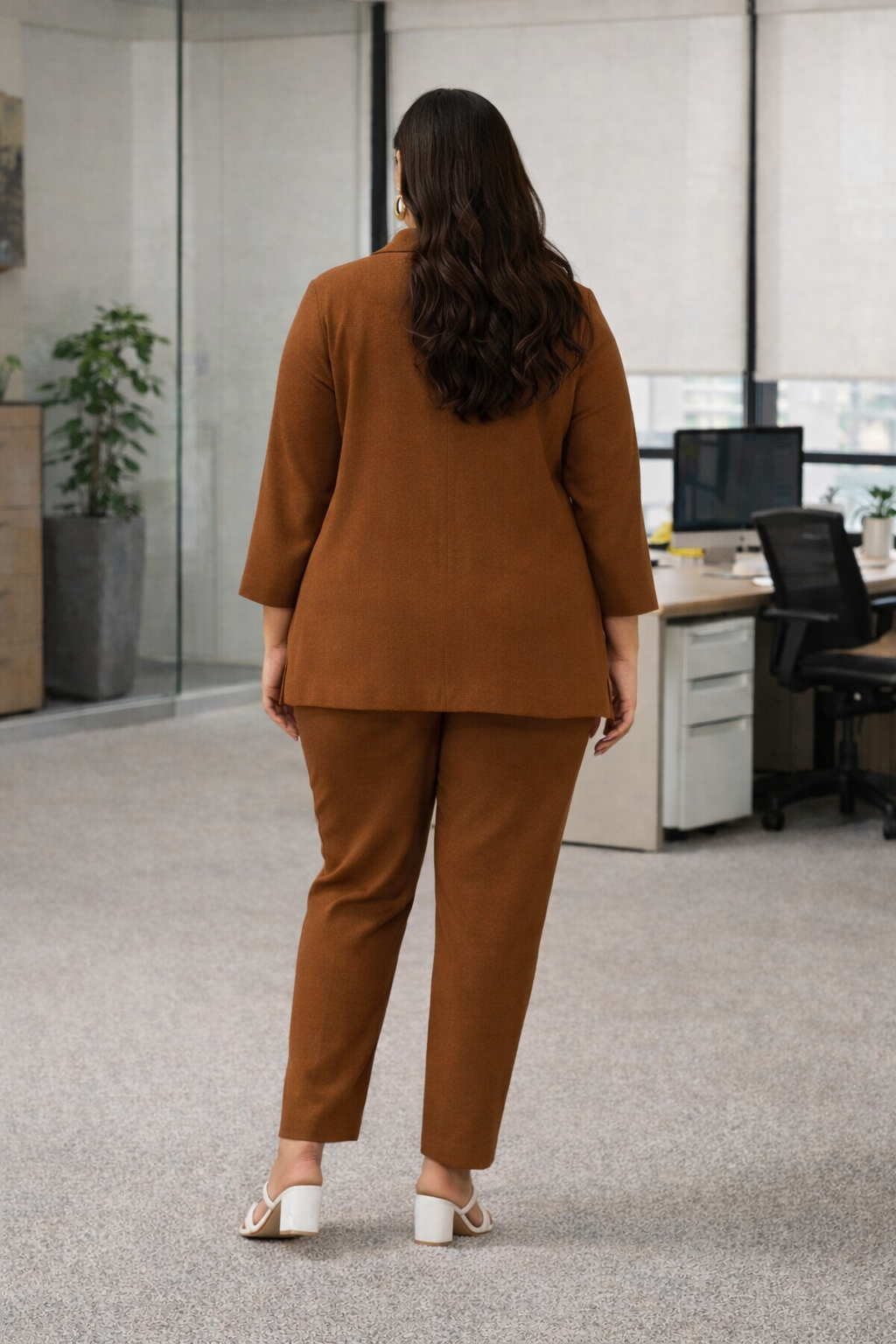 Mocha Brown Linen Blazer Co-ord Set