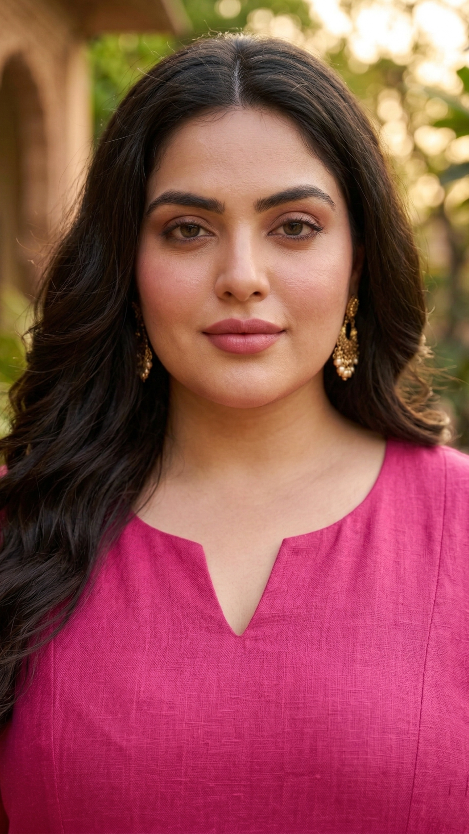 Plus Size Solid Pink Linen Dress – Minimal Everyday Comfort Fit