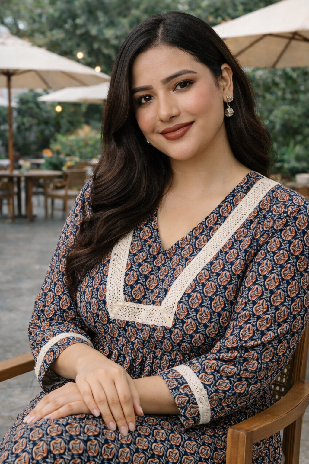 Earthy Paisley Print Midi Dress