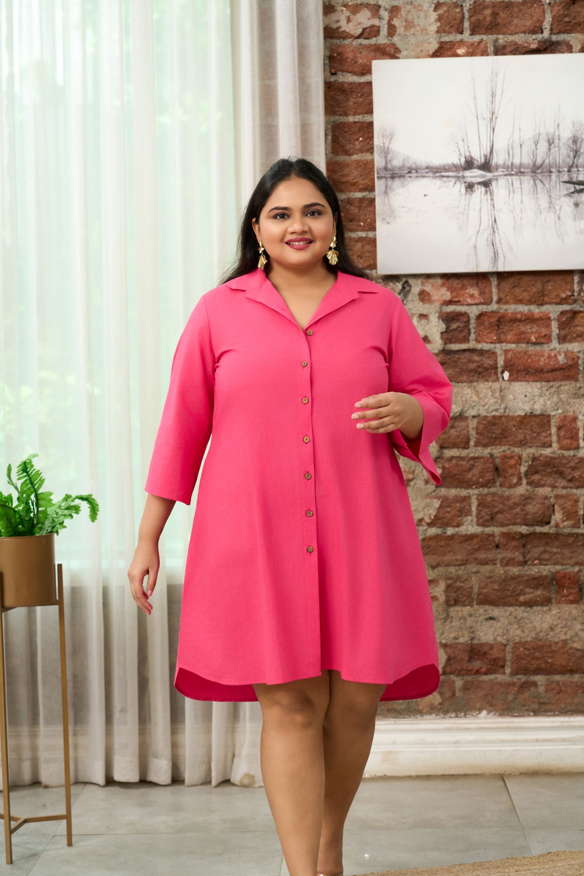 knee length dresses for ladies Odeon Stretch Poplin Shirtdress main image 1