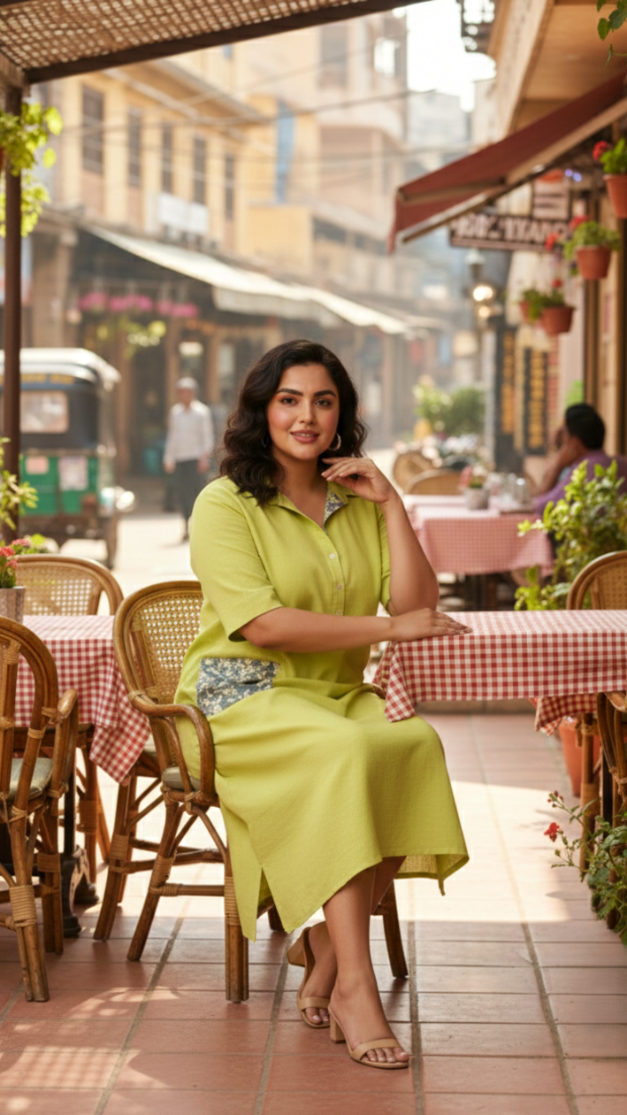 Lemon Sorbet Kantha Midi Dress