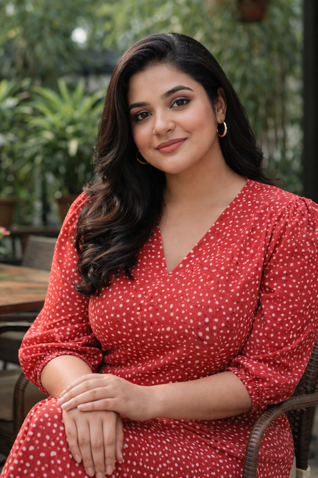 Trendy Red Animal Print Crepe Midi Dress – Party Perfect