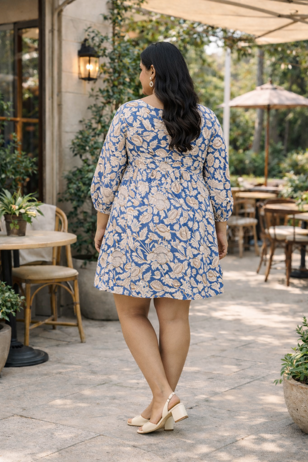 Blue Paisley Print Cotton Doll Dress